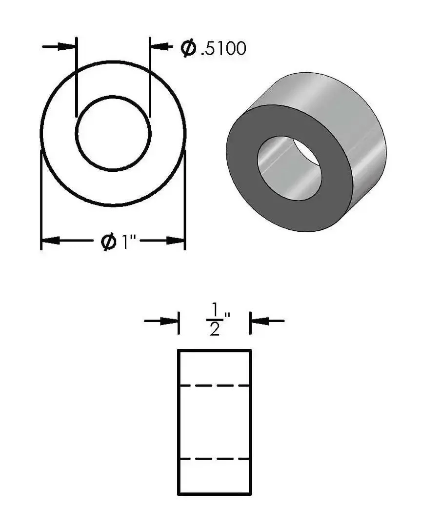 One Inch Aluminum Spacer For Fast No Fuss Mounts With Half Inch Inner Diameter Round Standoff Unthreaded Bushing Plain Finish Fits Half Inch Bolts Or M12 Hardware Choose Your Length Five Pack Ideal For DIY Projects And Quick Installations - Image 8