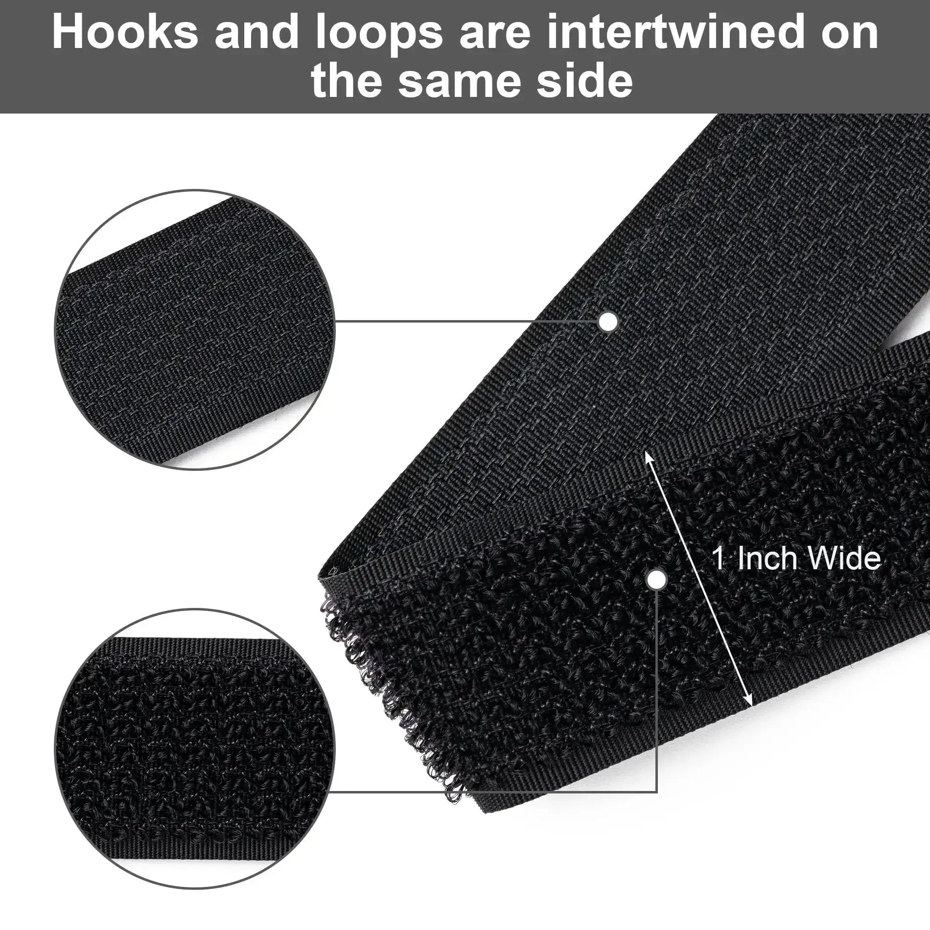 One Inch By Sixteen Foot Hook And Loop Straps With Twenty Five Metal Buckles Adjustable Fastening Straps Cut To Length Nylon Ties For No Fuss Organizer Or Storage Reusable Nylon Cable Ties Black - Image 5