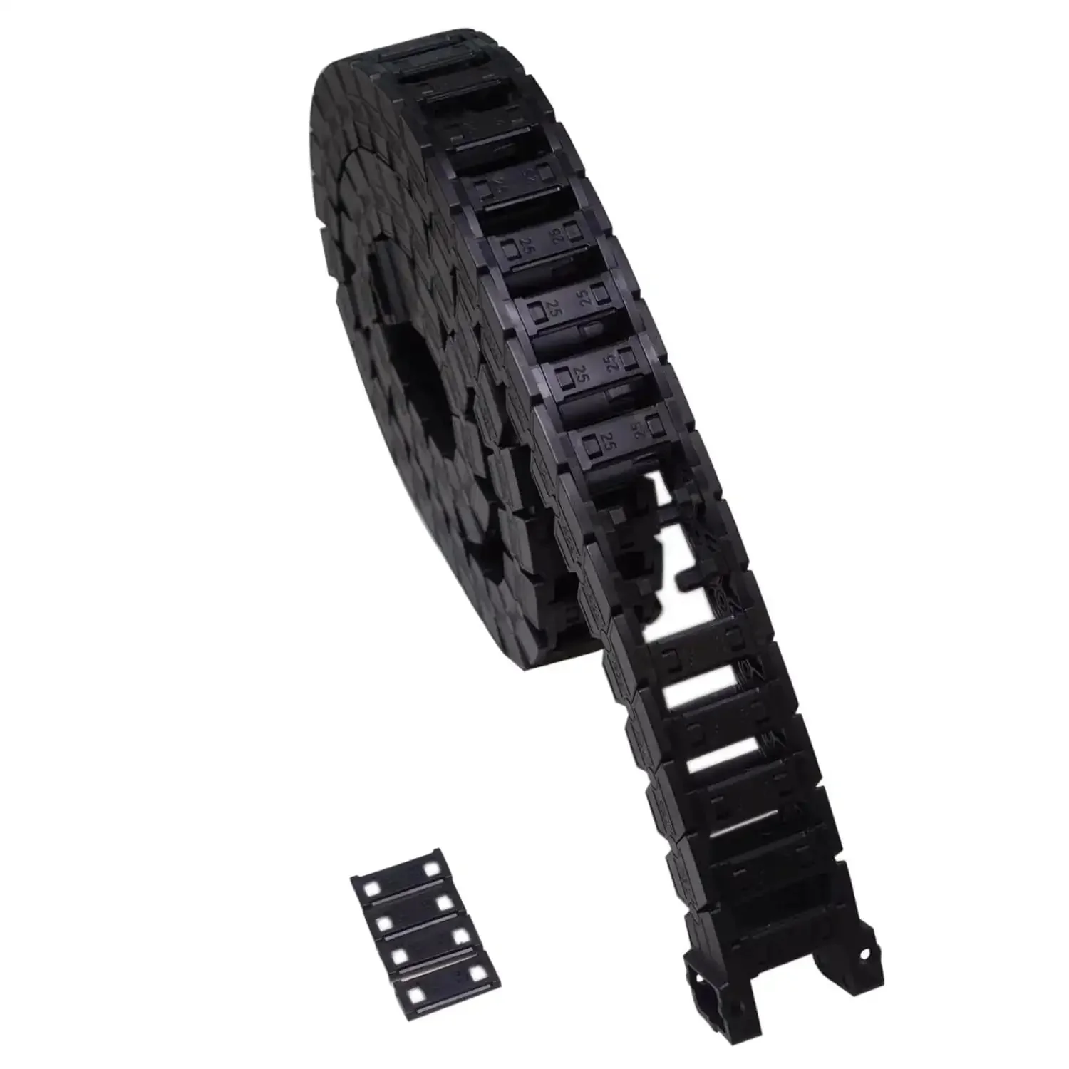 One Meter Openable 18x25mm Low Noise Drag Chain Cable Carrier For 3D Printers And CNC Machines Flexible R28 Cable Chain With Inner And Outer Baffles For Easy Cable Management And Quiet High Speed Operation