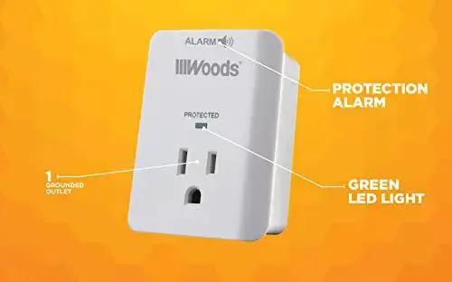 One Outlet Surge Protector With 1080J Protection, LED Indicator Alarm, Slim Space Saving Design, White, cULus Listed For Home Office And Dorm Essentials, Compact Electrical Outlet Protector That Keeps Your Gadgets Safe - Image 2