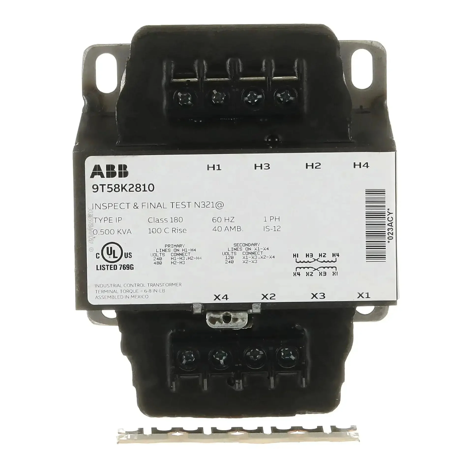 One Phase Isolation Transformer For Light Duty Loads 0.5 kVA Dry Type Step Down 120/240 To 240/480 Volts IP Rated 100C C&C TB Enclosure Moisture Resistant Beefed Up For HVAC Panels And Light Industrial Uses