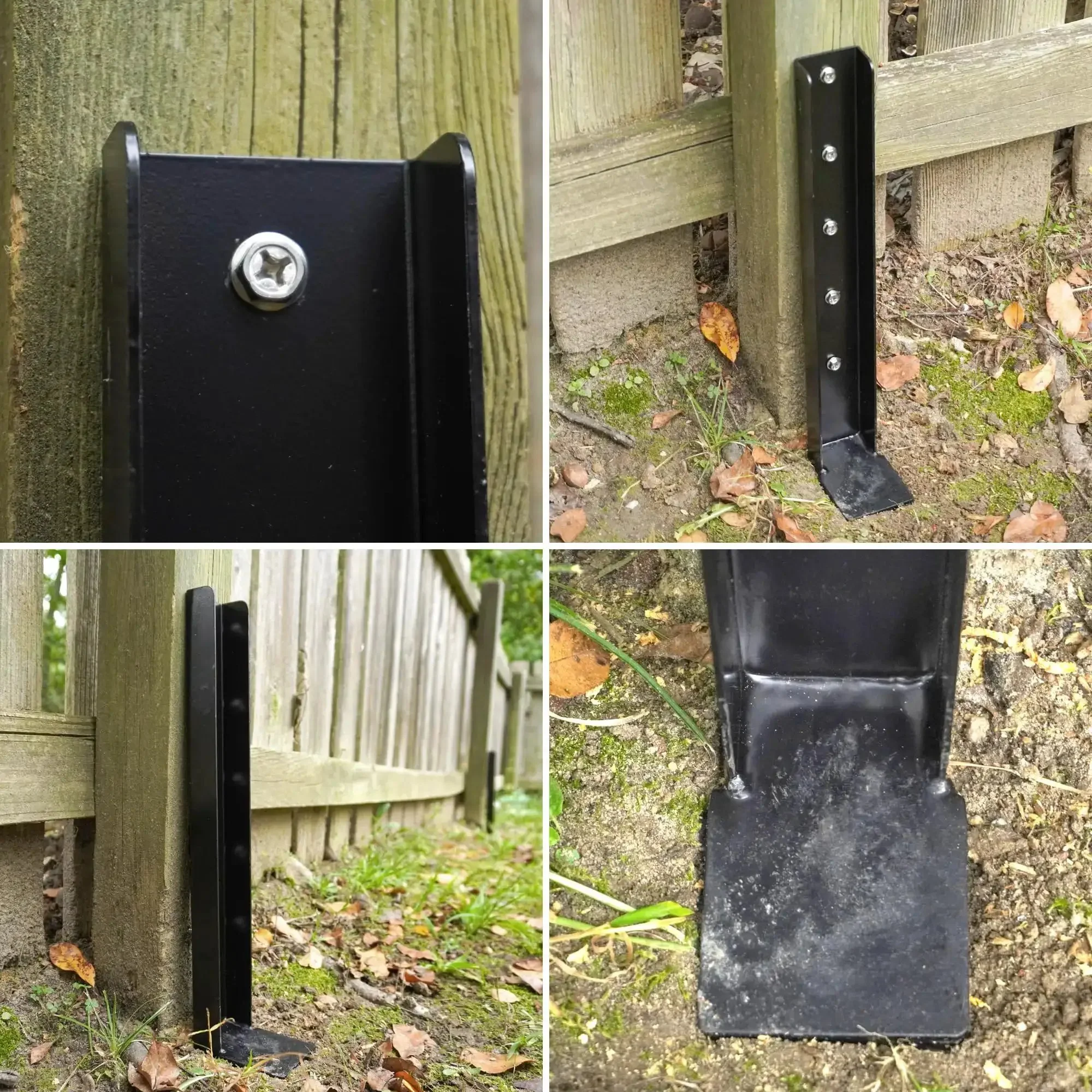 One Piece Fence Post Repair Kit Two Pack Heavy Duty Post Anchors 32 Inch Metal Ground Stakes For Repairing Tilted Or Broken Wooden Fences Durable Ground Support And Easy Install Black - Image 3