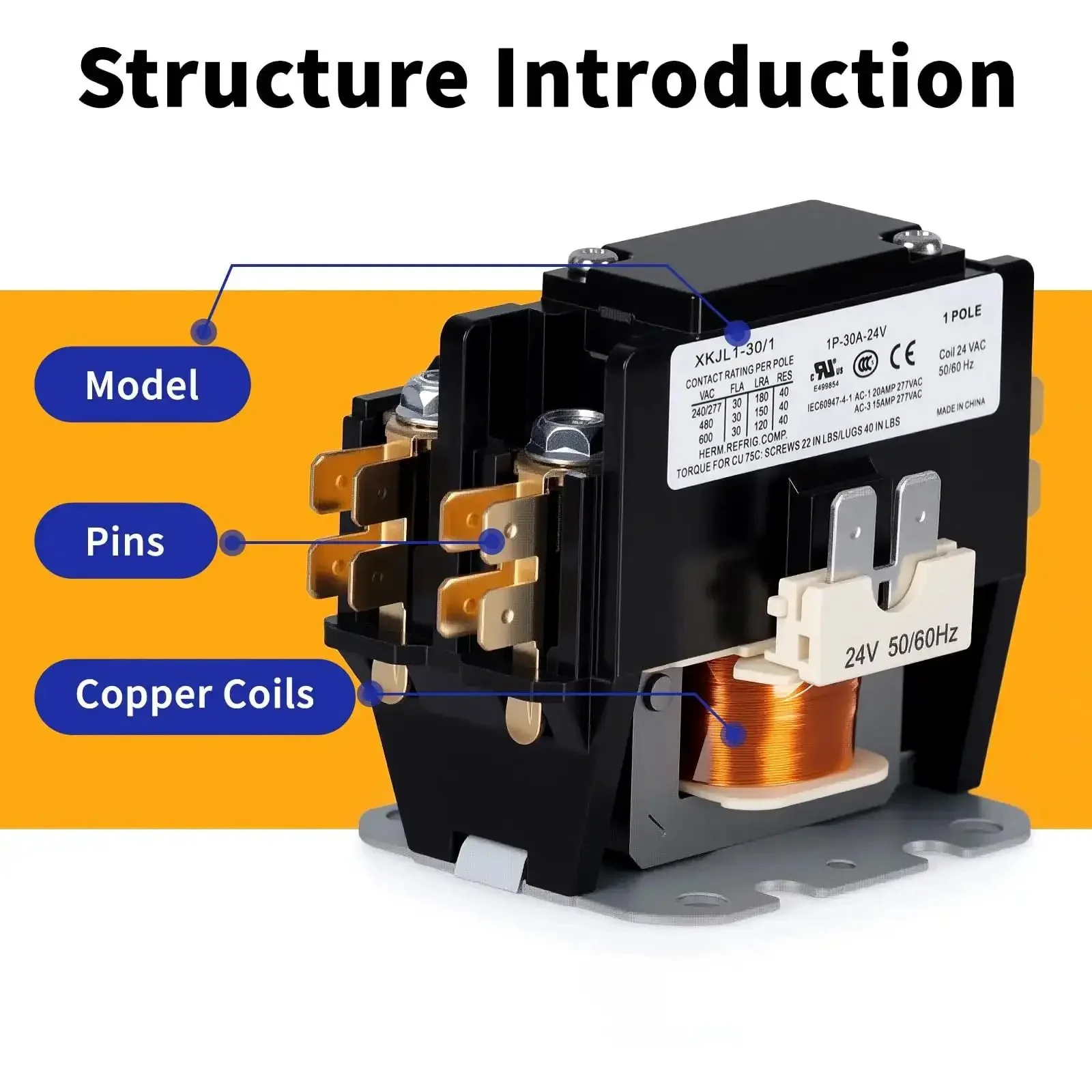 One Pole 30 Amp 24V Coil Air Conditioner Condenser Contactor For AC Compressors And HVAC Systems Built Tough With Copper Coil For Rock Solid Reliability In Harsh Environments - Image 4
