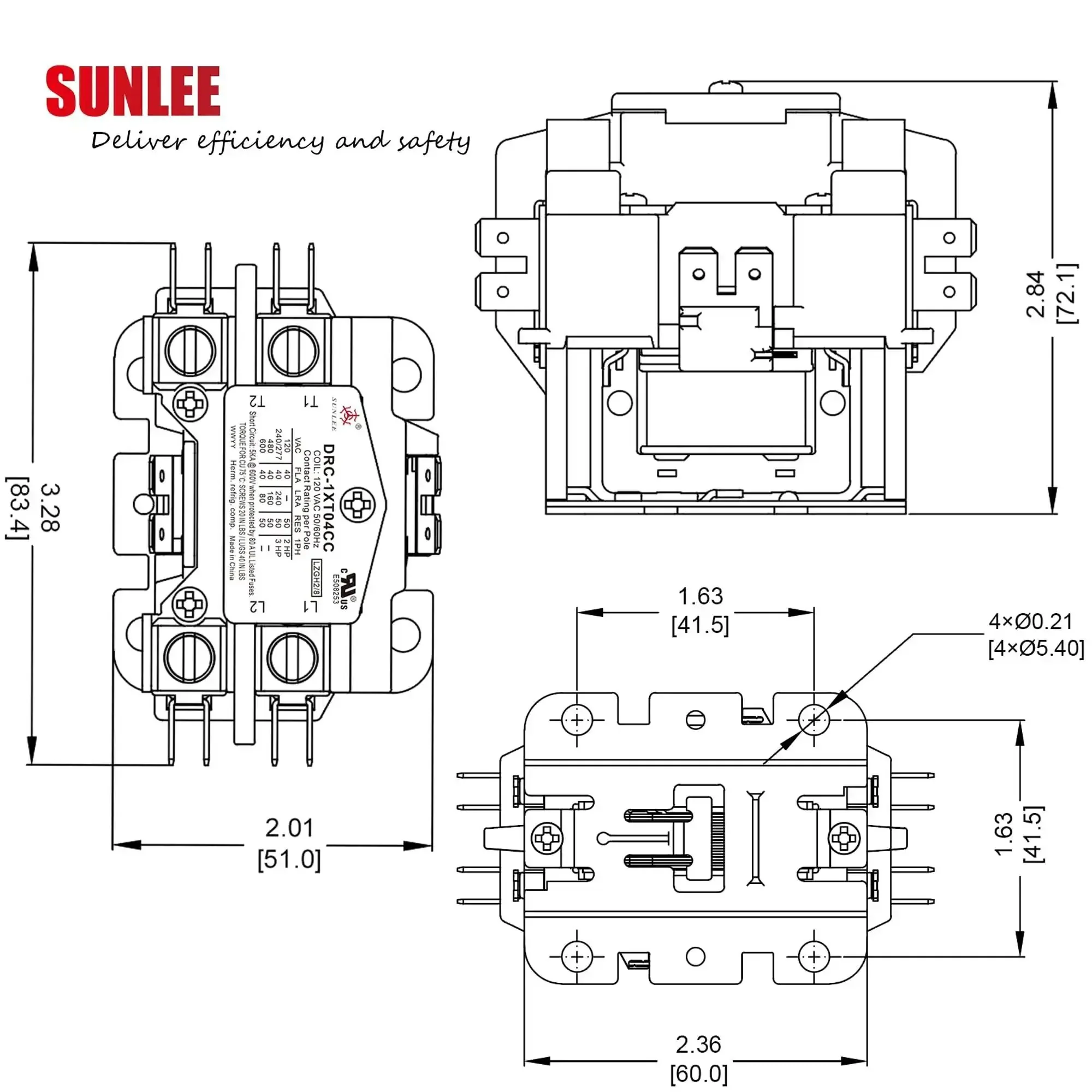 One Pole Beefed Up 40 Amp 120V Coil Contactor UL Recognized And A2L Compliant Definite Purpose Heavy Duty HVAC Replacement For 30A And 40A AC Units Condensers And Heat Pumps - Image 3