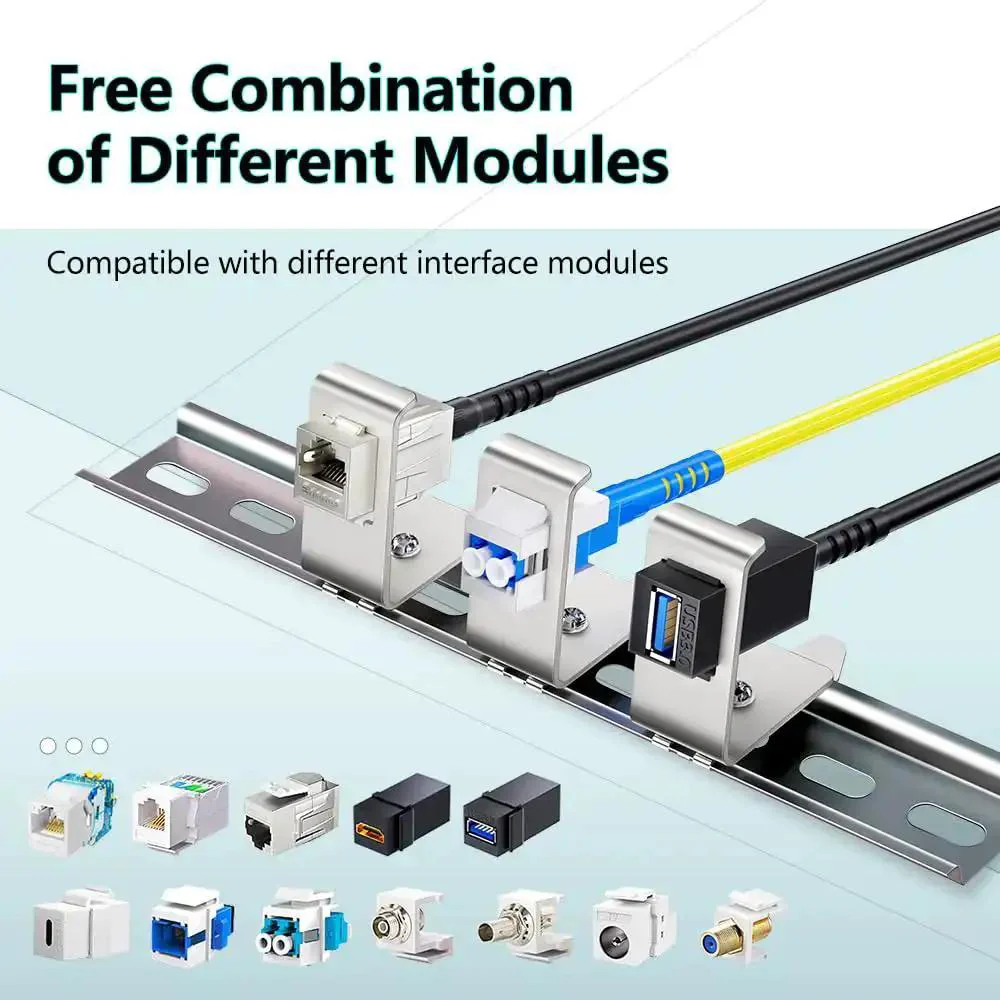 One Port Metal DIN Rail Mounting Module For Snap In Keystone Jacks Attaches To Standard 35 Millimeter DIN Rail With No Tools Easy Install Durable Steel Construction For Reliable Networking - Image 7