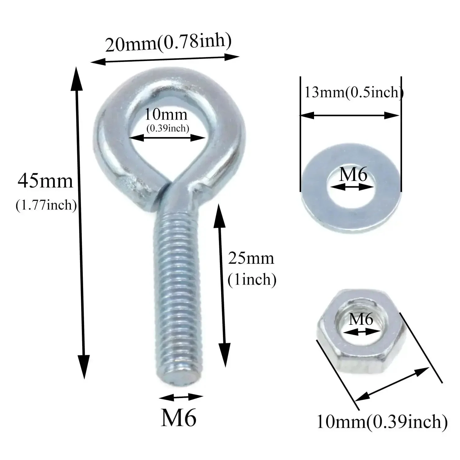 One Quarter Inch By One Foot Marine Grade Carbon Steel Eye Bolts With Nut Set Of Twelve Shoulder Lifting Ring Hardware For Outdoor Use Heavy Duty Corrosion Resistant High Tensile Strength Electroplated Finish Perfect For Rigging Hoists And Marine Decks - Image 3