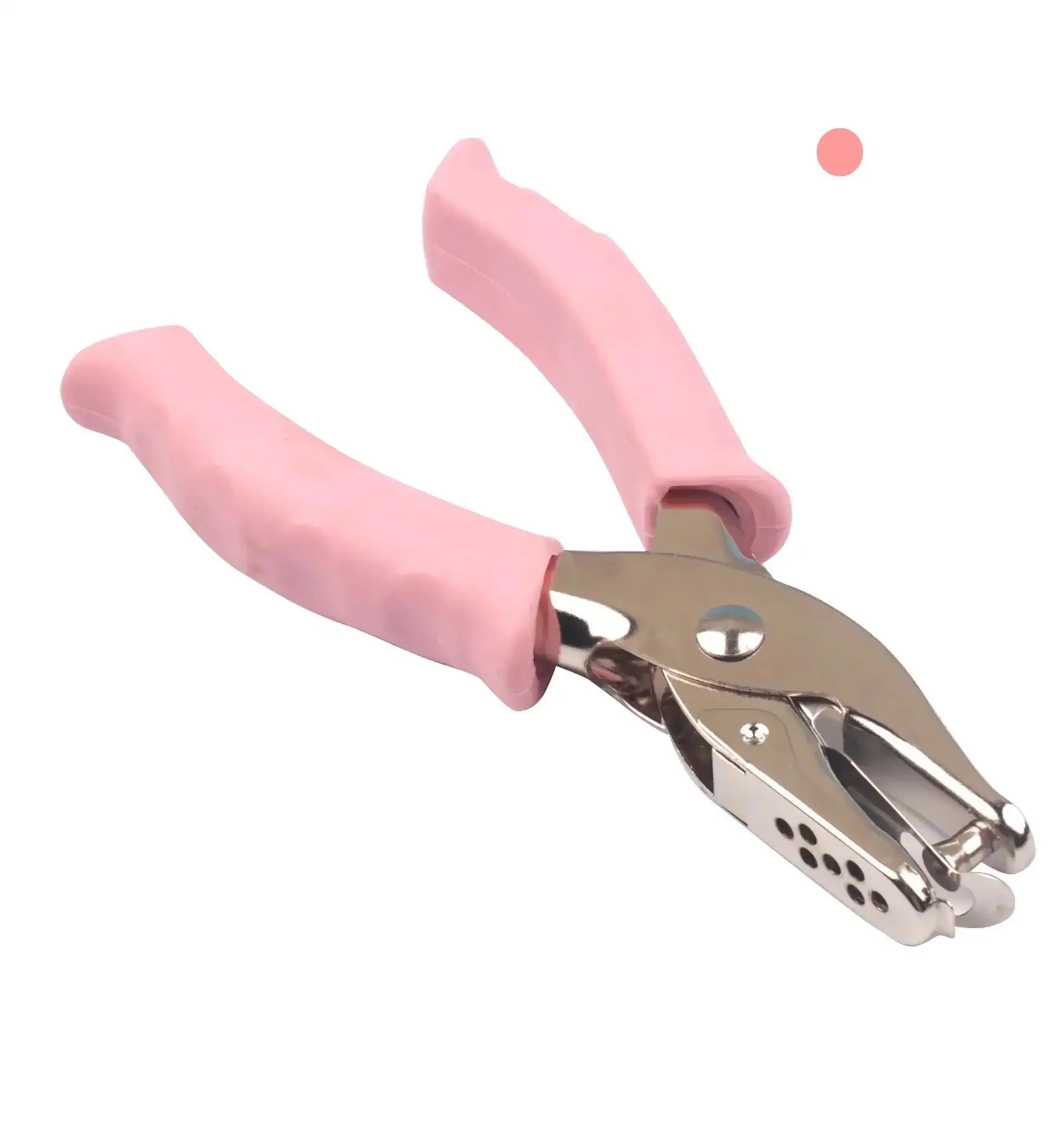 One Quarter Inch Circle Hole Punch, Metal Handheld Paper Punch With Soft Grip Handle, Handy Dandy Little Portable Punch Tool For DIY Crafts, Tags, Home Office Or Classroom Use, Pink