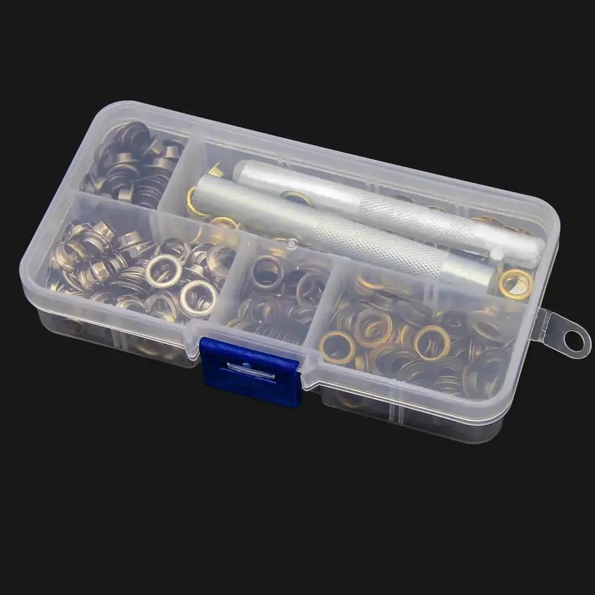 One Quarter Inch Grommet Kit 200 Piece Set With Durable Metal Eyelets And Tools In Gold Silver Black Bronze For Leather Craft Upholstery Tents Garment Diy Projects Includes Handy Storage Box - Image 2