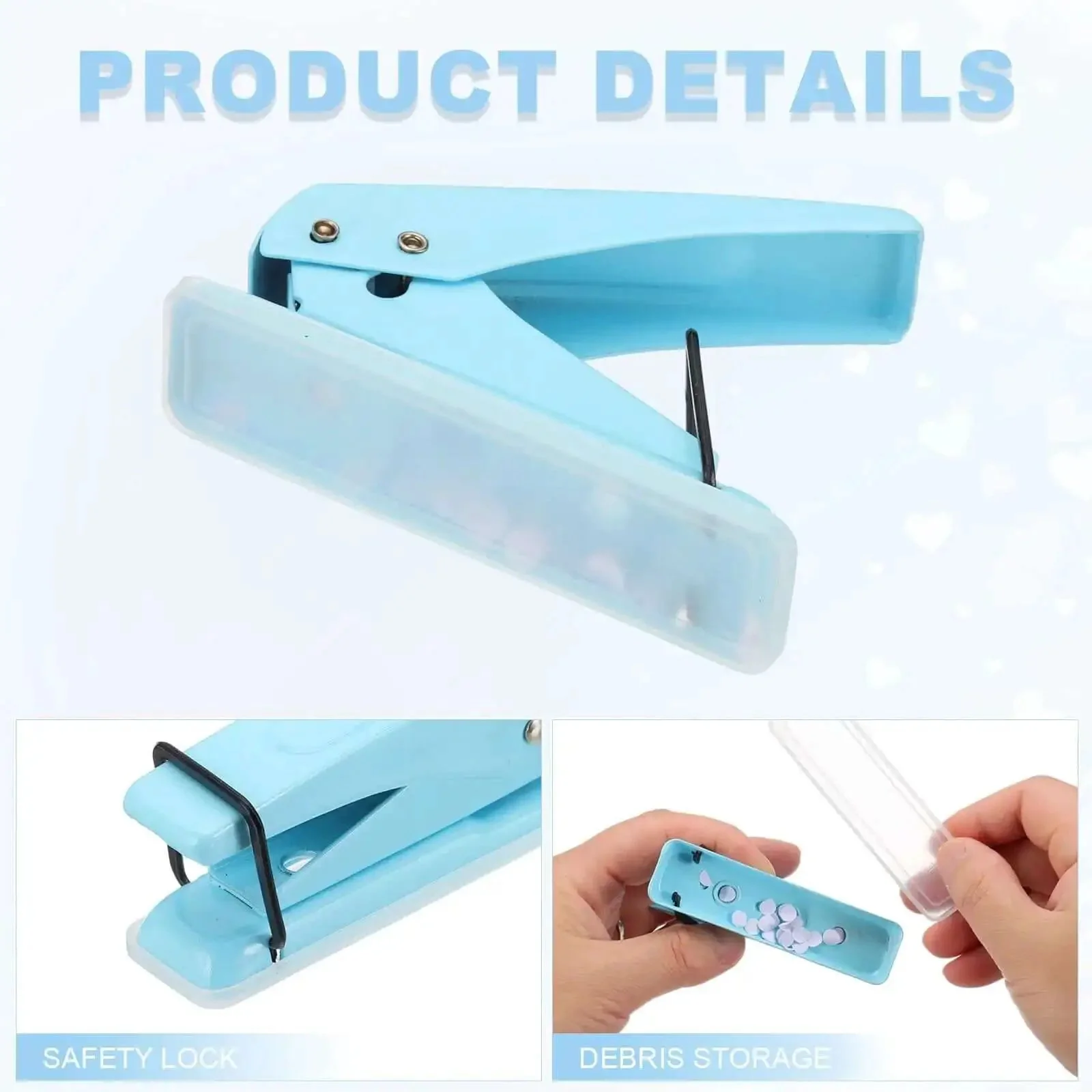 One Quarter Inch Hole Punch Handheld Heavy Duty Metal Paper Punch For Tags DIY Projects Crafts Scrapbook Tickets Blue With Ergonomic Non Slip Grip And Durable Design For Easy One Hand Operation - Image 4