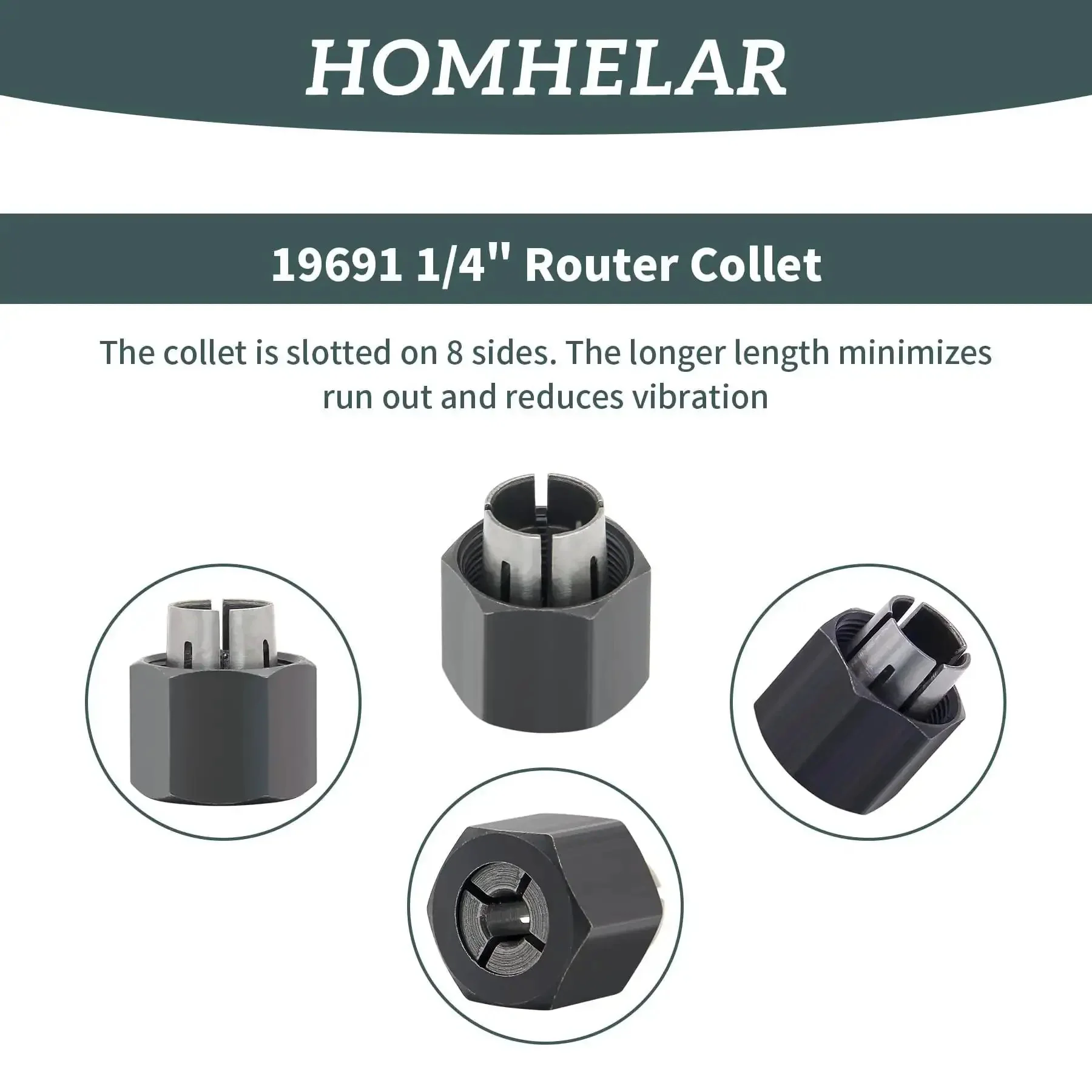 One Quarter Inch Router Collet With Self Releasing Design Replaces 326286-04, 2610906283, 323-293 For Less Bit Runout, Strong Steel Build, And Slick, Precise Pro Grade Woodworking - Image 2