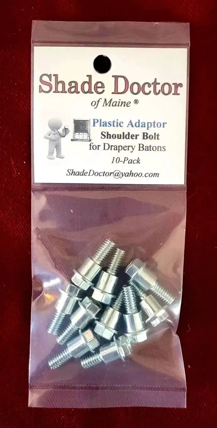 One Quarter Inch Shoulder Bolts With Nickel Finish For Drapery Batons And Plastic Adapters, Hex Head Bolt Through Draperies, Ten Pack Curtain Rod Hardware, Easy Install Replacement Parts - Image 2