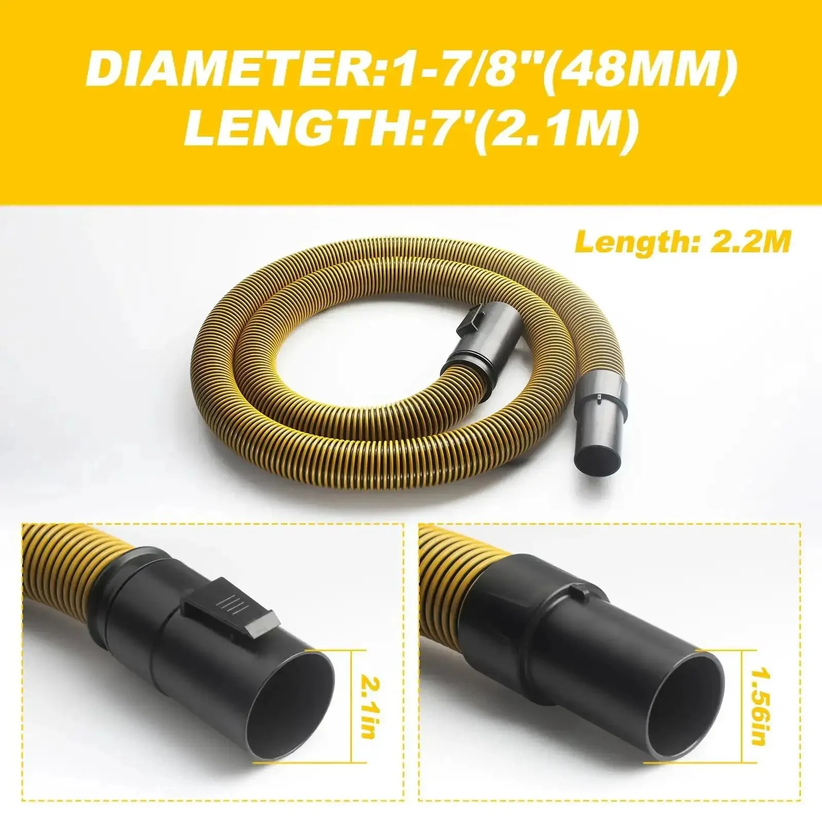 One Seven Eighth Inch Seven Foot Shop Vac Hose For Dewalt Wet Dry Vacuum Six To Ten Gallon Models DXVA19 2500 Durable Beefy Flex Hose Built For Maximum Reach And Easy Cleanup In Tight Spaces - Image 7