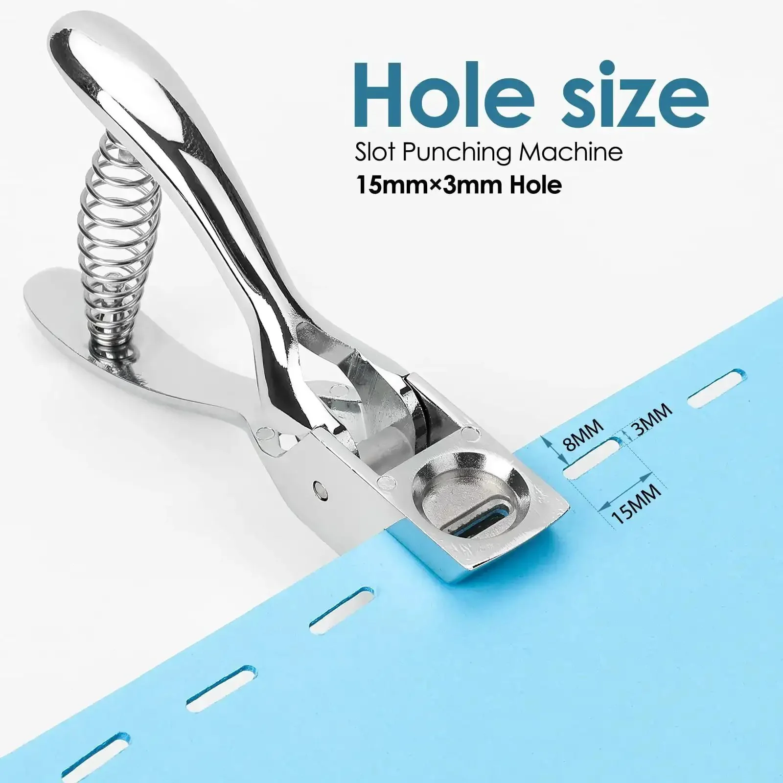 One Slot Badge Punch For ID Cards, Grab And Go Handy Metal Slot Puncher With 15mm By 3mm Hole, No Burrs, Spring Loaded, Rust Resistant Chrome Finish, Works On PVC, Paper And Cardstock, Durable All Metal Construction - Image 5