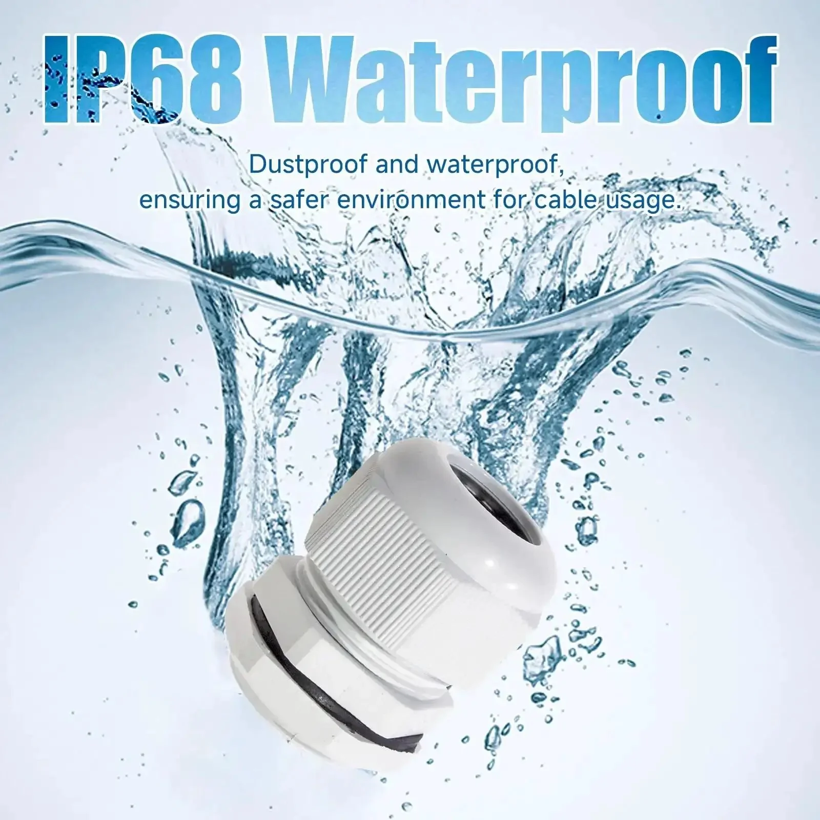 One-Stop Waterproof Cable Gland Kit, 50 Pcs, 3-16mm Adjustable Plastic Glands For Electrical Wiring, PG7-PG19 Range, Includes PG7, PG9, PG11, PG13.5, PG16, PG19 With Gaskets, Packed In A Durable PP Box - Image 5
