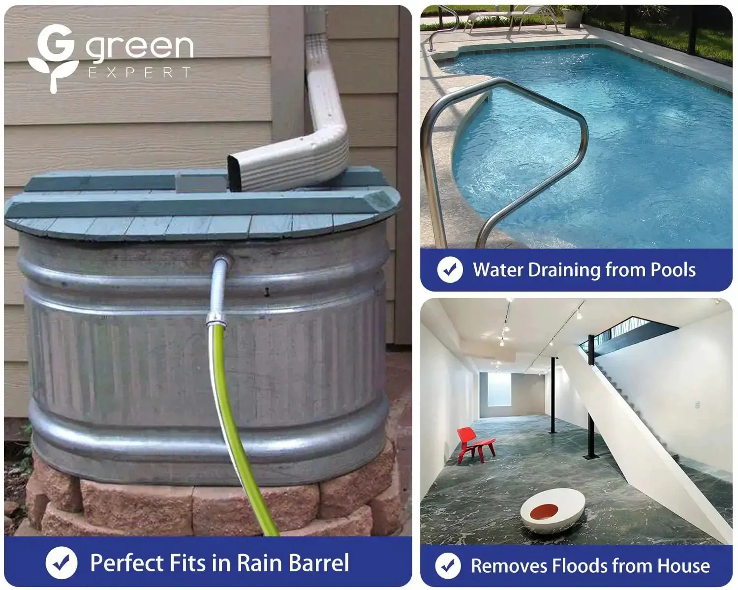One Third HP Submersible Sump Pump With Flow Sensor Switch For Flooded Basements And Outdoor Spots, Easy To Use Backup Drain Pump, 25 Foot Power Cord, Moves Up To 2000 Gallons Per Hour, Great For Basements, Pools, Ponds And Rain Barrels - Image 3
