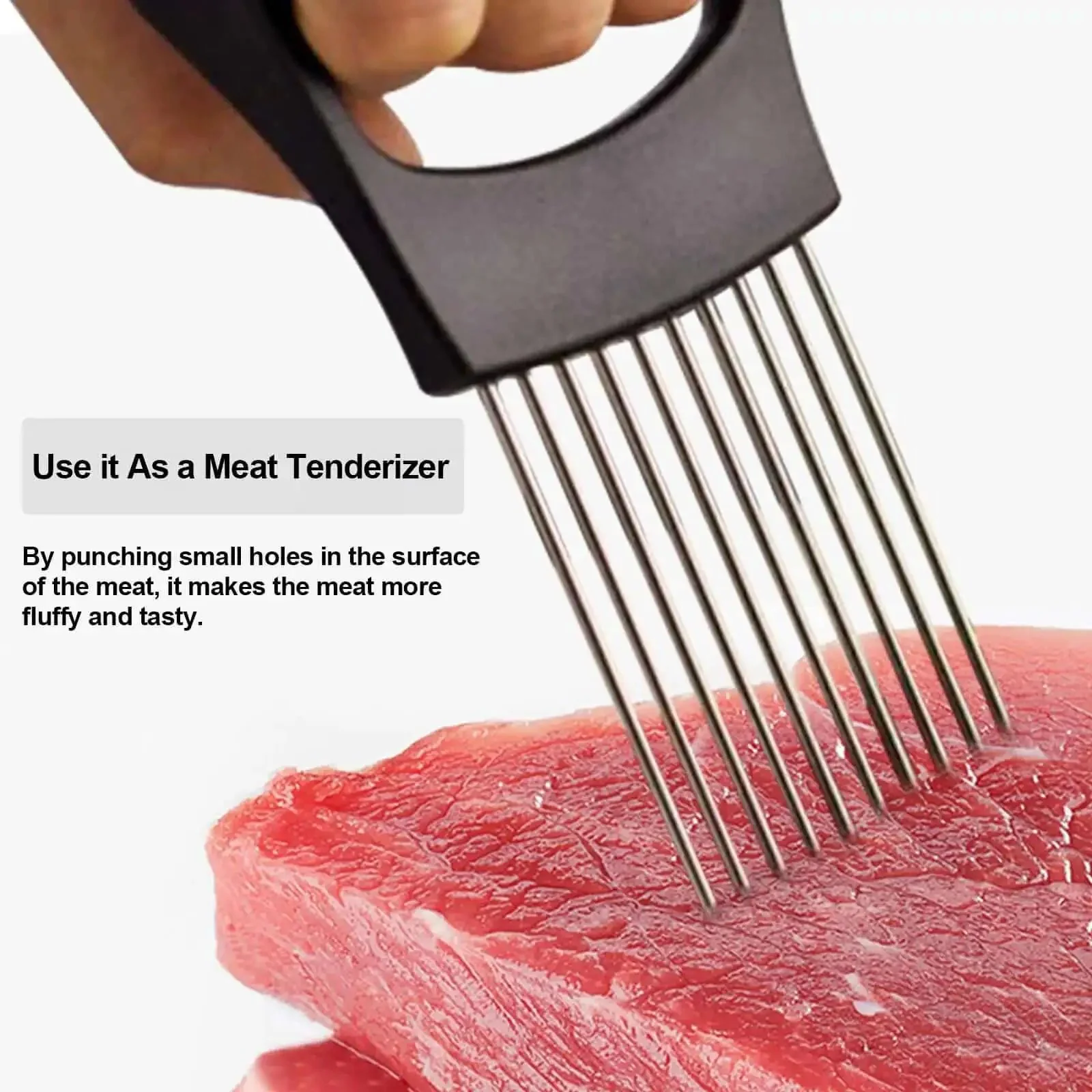 Onion Holder Slicer And Multifunction Kitchen Cutter For Vegetables Stainless Steel Onion Cutter Tomato Potato Avocado Egg Lemon And Meat Slicer Assistant With No Slip Grip For Quick Even Slices - Image 4