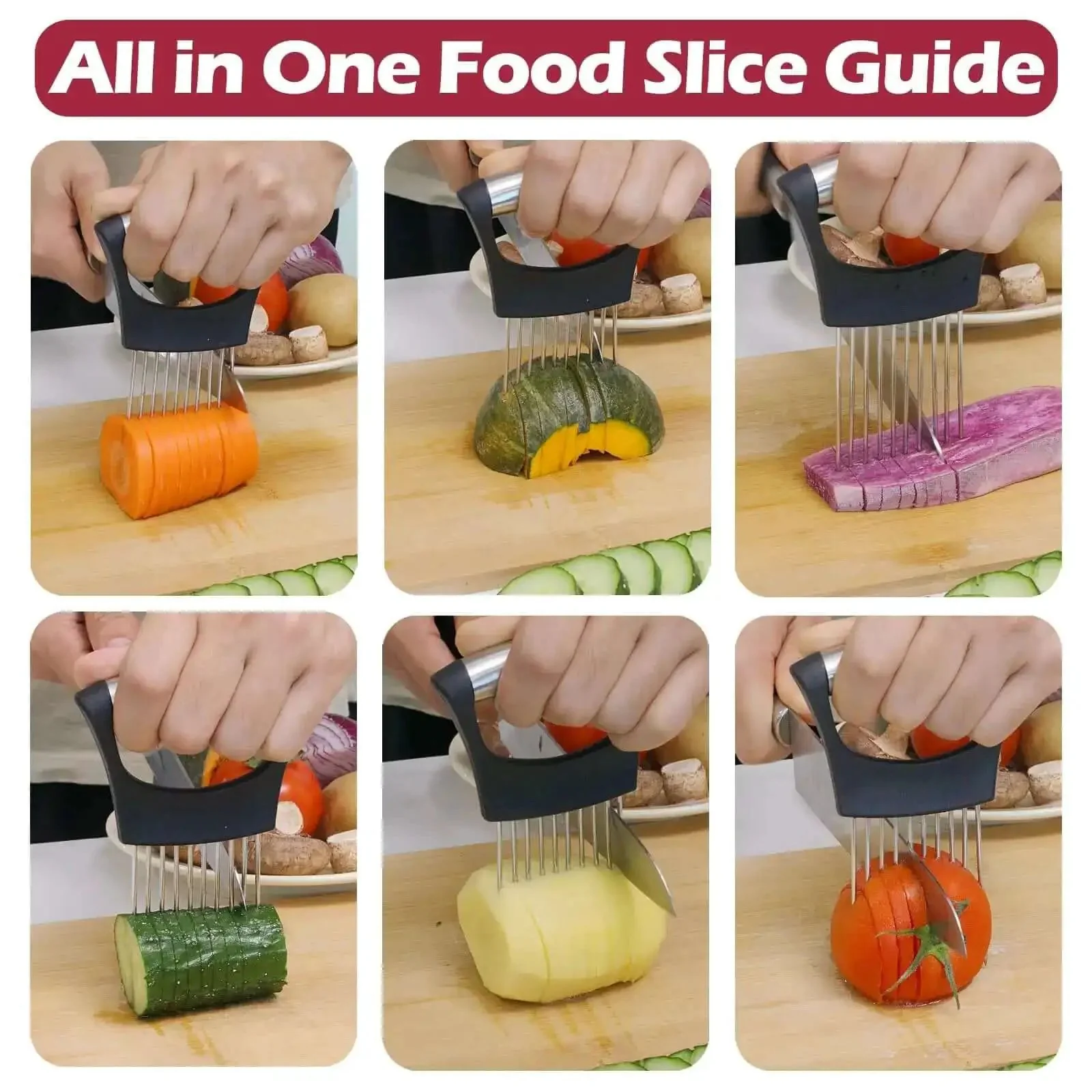 Onion Holder Slicer And Multifunction Kitchen Cutter For Vegetables Stainless Steel Onion Cutter Tomato Potato Avocado Egg Lemon And Meat Slicer Assistant With No Slip Grip For Quick Even Slices - Image 7