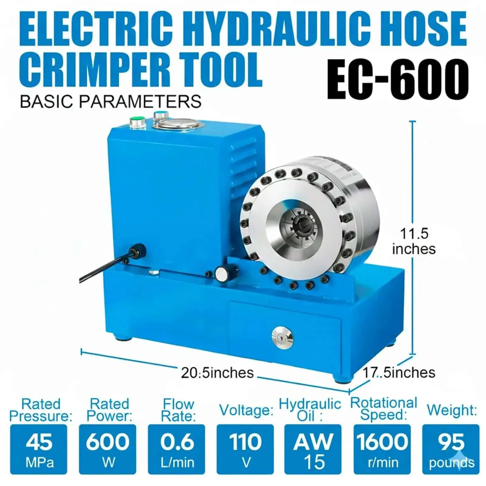 Onsite Ready 10-31mm Hose Crimping Tool With 70 MPa Pressure, 600W Power, Automatic Crimp Press, 8 Die Set, Pro Grade For AC Lines And R1 R2 Hoses, Automotive Repair, Excavators, Agricultural Equipment - Image 6