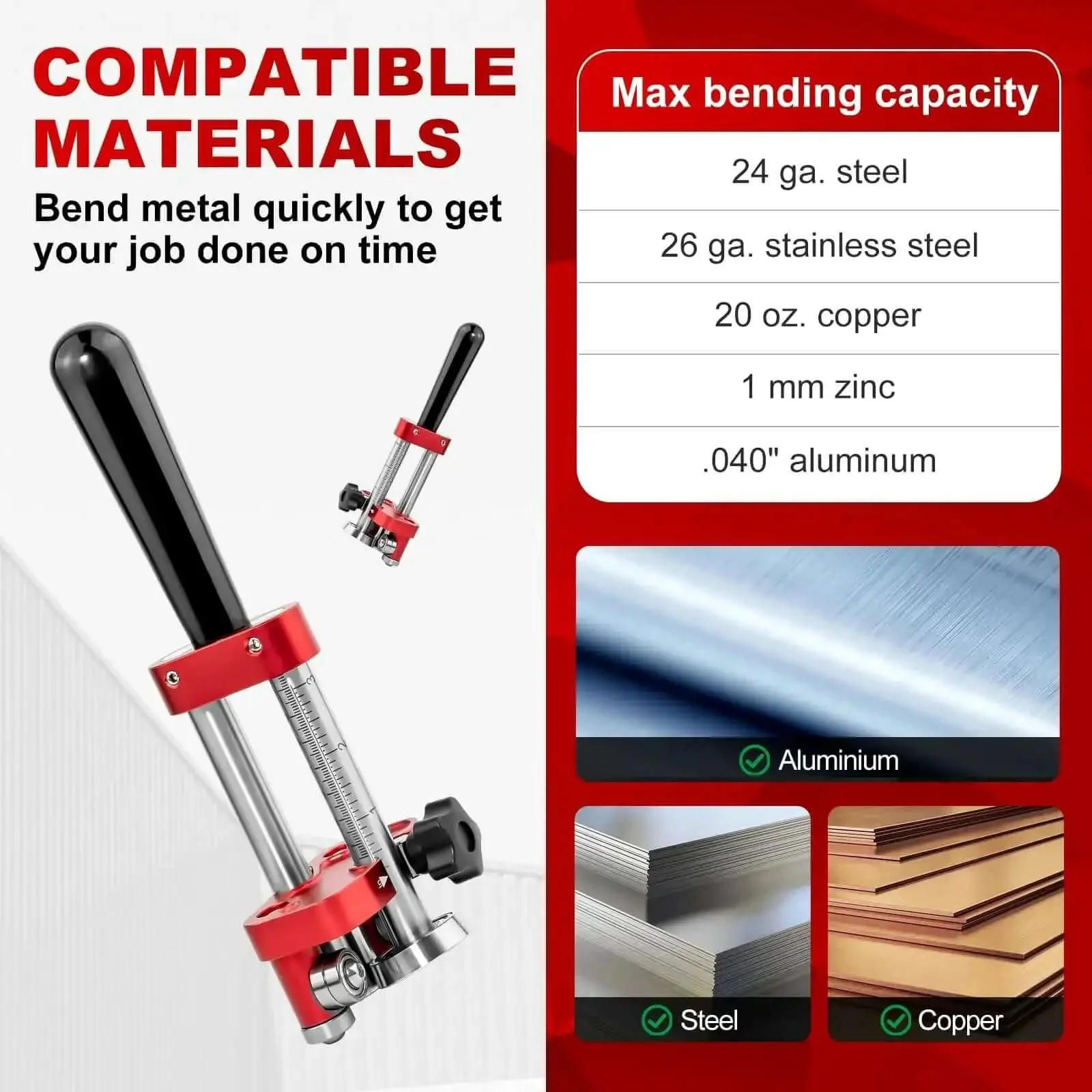 Onsite Sheet Metal Bender And Roller For Roofing Pros, Easy Flexible 0 To 100 Degree Bend Range, 5mm To 75mm Depth, Quick Setup Metal Roofing Tool For Precise Edges, Seam Locking, And Fast Bends - Image 4