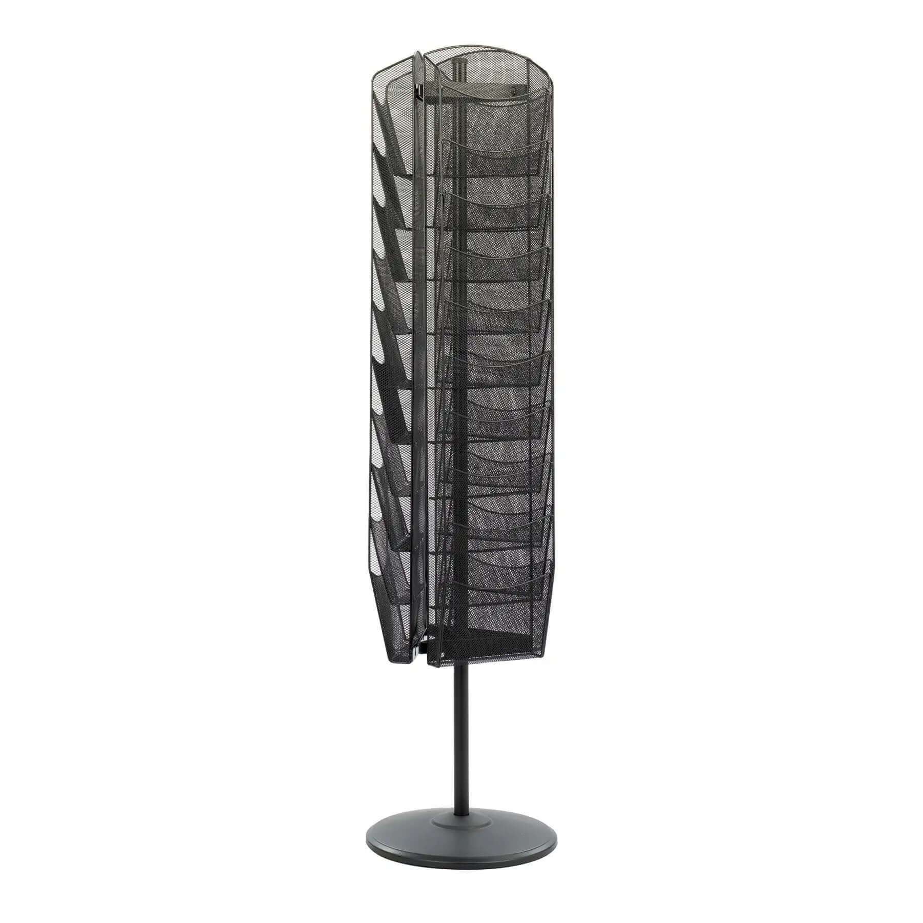 Onyx Rotating Mesh Magazine Holder With 30 Pockets Display Rack For Journals And Catalogs 360 Degree Spin Brochure Organizer Built From Commercial Grade Steel With Scratch Resistant Black Finish
