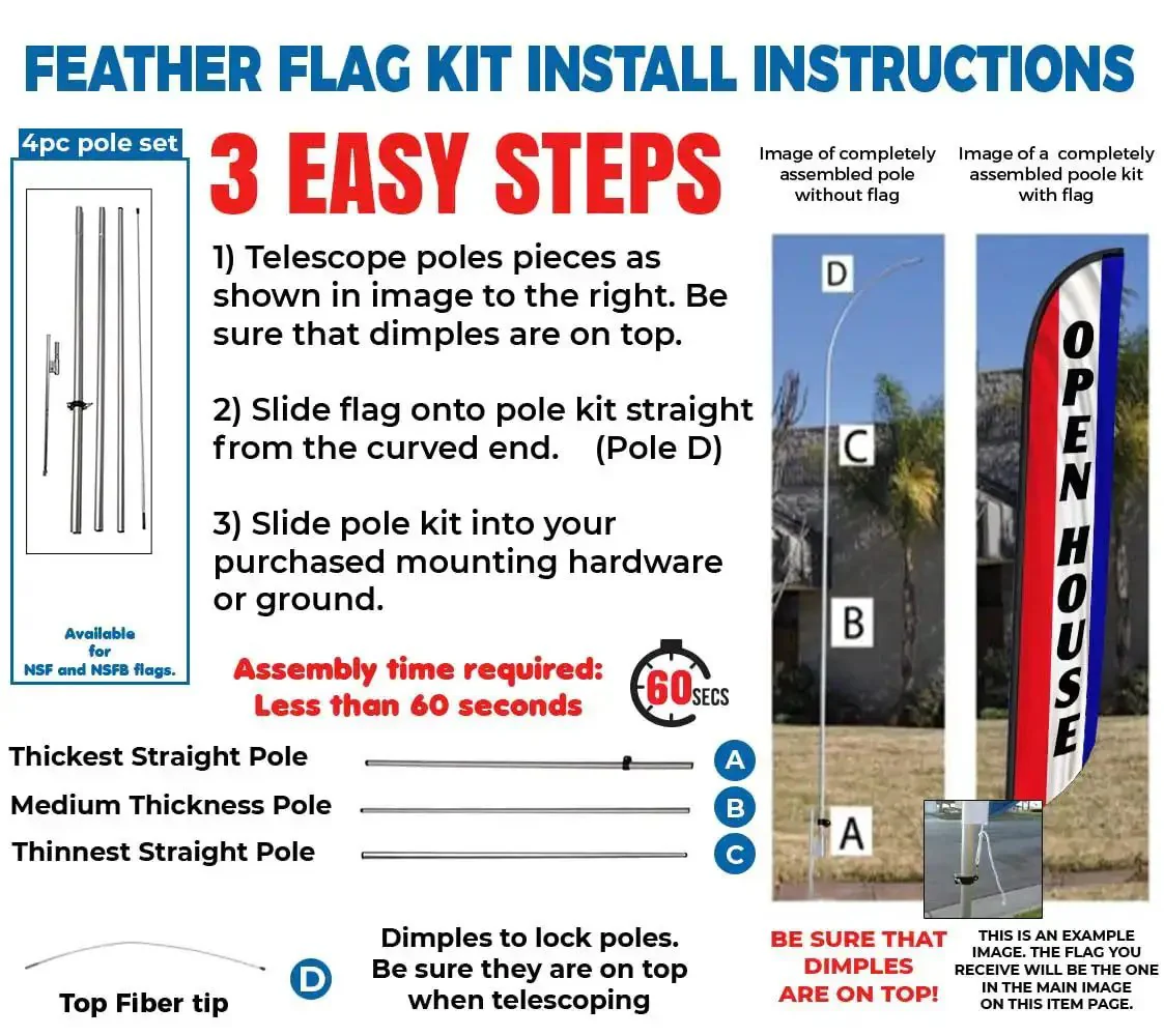 Open House Feather Flag Banner Kit With 15 Ft Pole System Ground Stakes Travel Bag Real Estate Outdoor Signage Lightweight Yet Bold 14 Ft Tall Display For Agents Weatherproof Easy Setup With Boss Level Visibility - Image 3