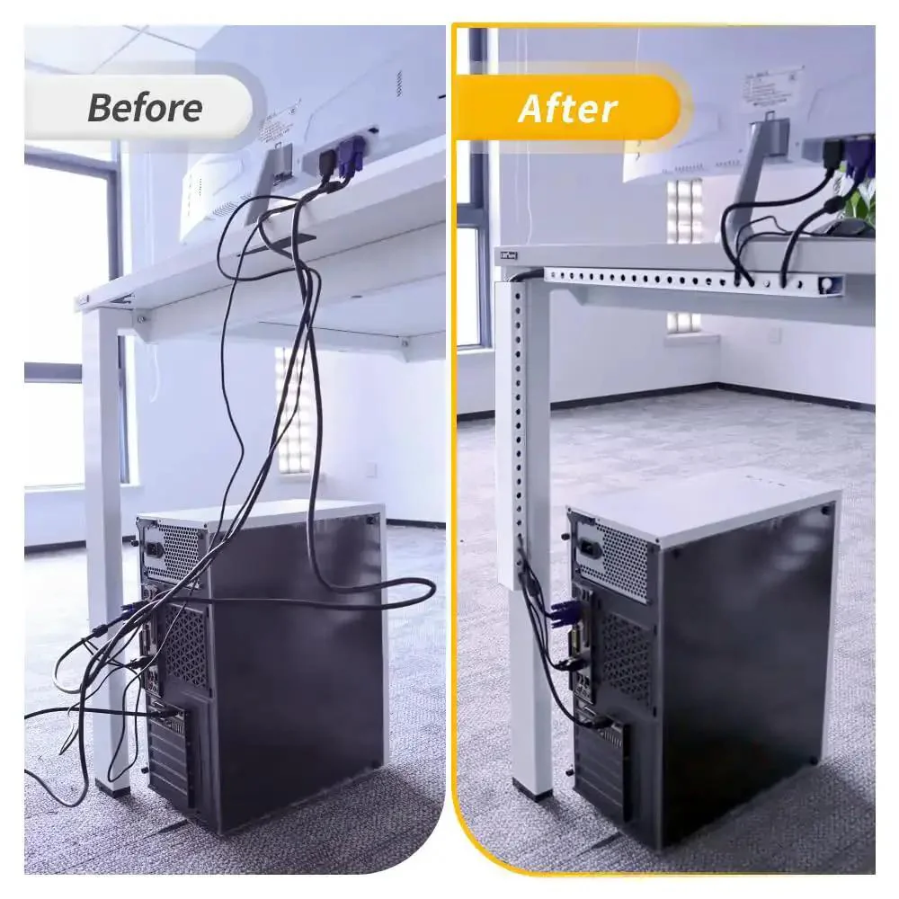 Open Slot Cable Management Kit for Under Desk Setup 139 Inch Cable Raceway With Upgraded Snap Structure Cord Organizer System for Network PC And TV Cables 9 Piece - Image 3