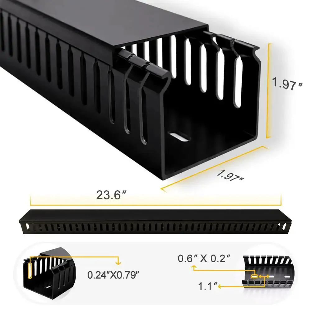 Open Slot Cable Management Kit With Upgraded Snap Structure Built For Big Cable Loads Cord Hider And Wire Cover For Under Desk Setups Home Office Factory Networking PC And TV Cables 4 Pack Black 23.6 x 1.97 x 1.97 Inches - Image 3