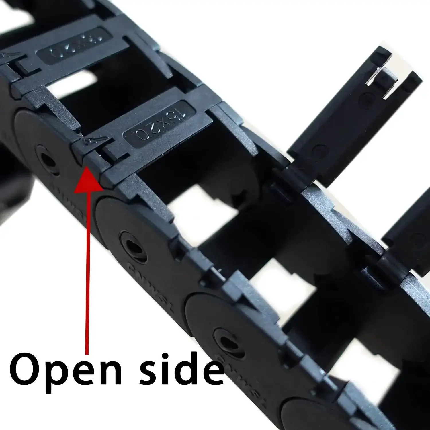 Open Type Drag Chain Cable Carrier 39.4 Inch For CNC Router Mill And 3D Printer With R28 Bend Radius Nylon PA66 1 Meter Length Includes Extra Two Pair End Connectors Screwdriver And 9 Screws - Image 5