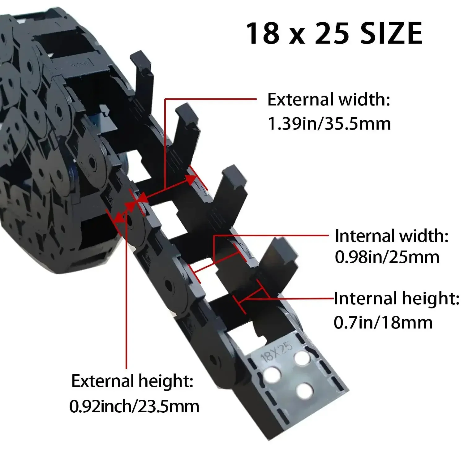 Open Type Drag Chain Cable Carrier For CNC Router Mill And 3D Printer 39.4 Inch Long R28 Bend Radius Nylon PA66 Material Includes Extra End Connectors 9 Screws And A Handy Screwdriver For Quick Mounting - Image 6