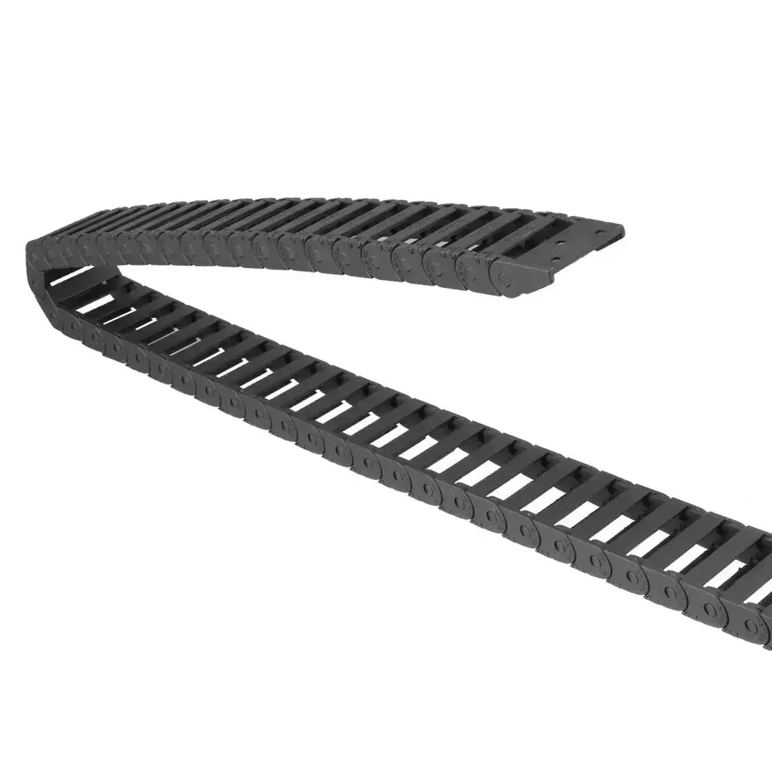 Open Type Drag Chain Cable Carrier With End Connectors 10x30mm 1 Meter Plastic Cable Guide For Electrical CNC Router Machines And Robotic Arms Ideal For Cable Management In Heavy Duty Tooling