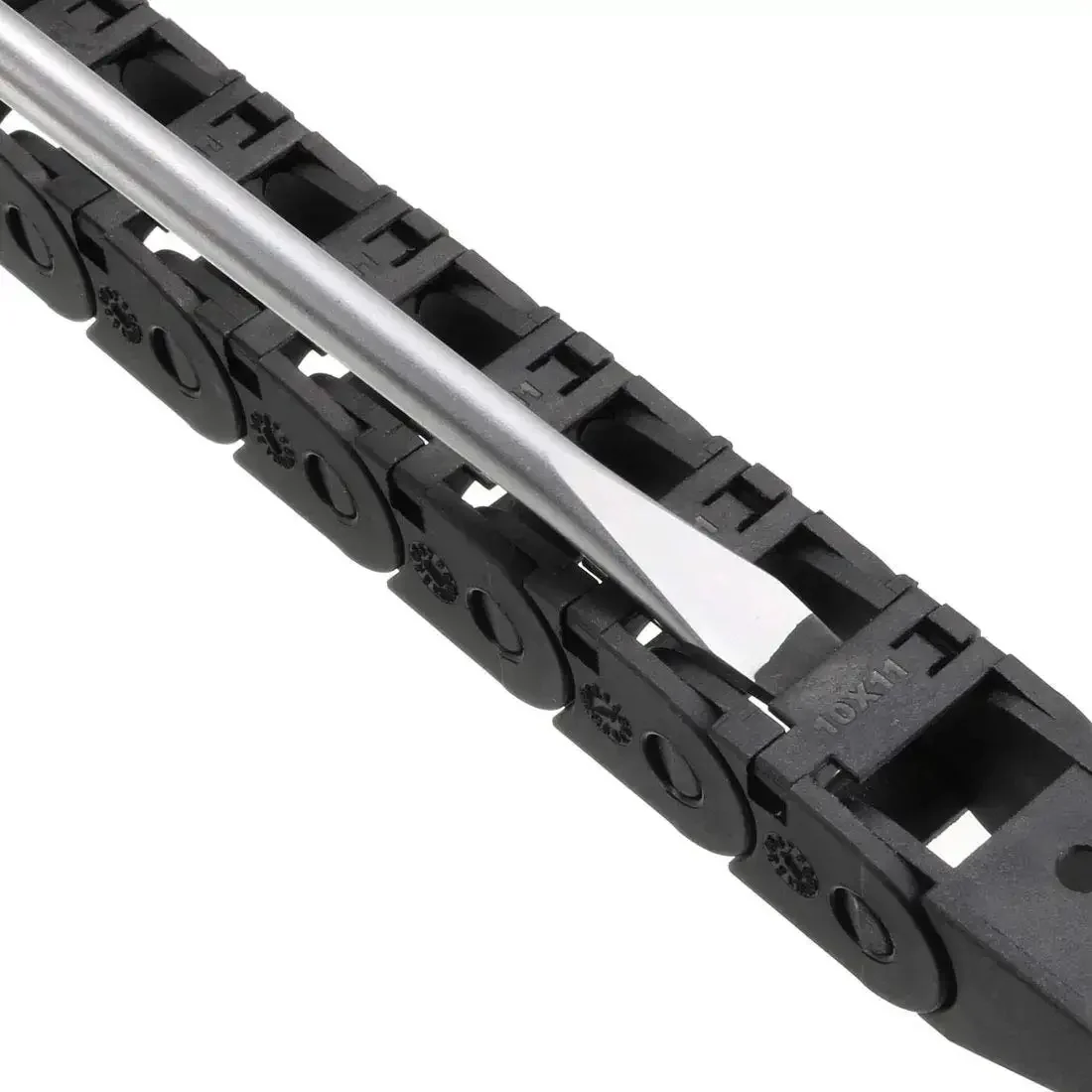Open Type Drag Chain Cable Carrier With End Connectors R18 10x11mm Inner Size 1 Meter Plastic For Electrical CNC Router Machines Openable Design Beefy Durable Cable Management For CNC Tools And Glass Machines - Image 3