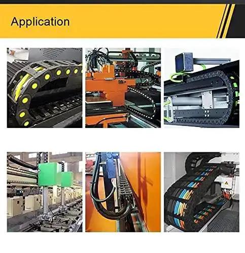 Open Type Drag Chain Cable Carrier With End Connectors R100 Inner 35x75mm 1 Meter Black Heavy Duty Reinforced Nylon Cable Chain For Electrical Systems CNC Router Machines Low Temp Wear And Corrosion Resistant - Image 3