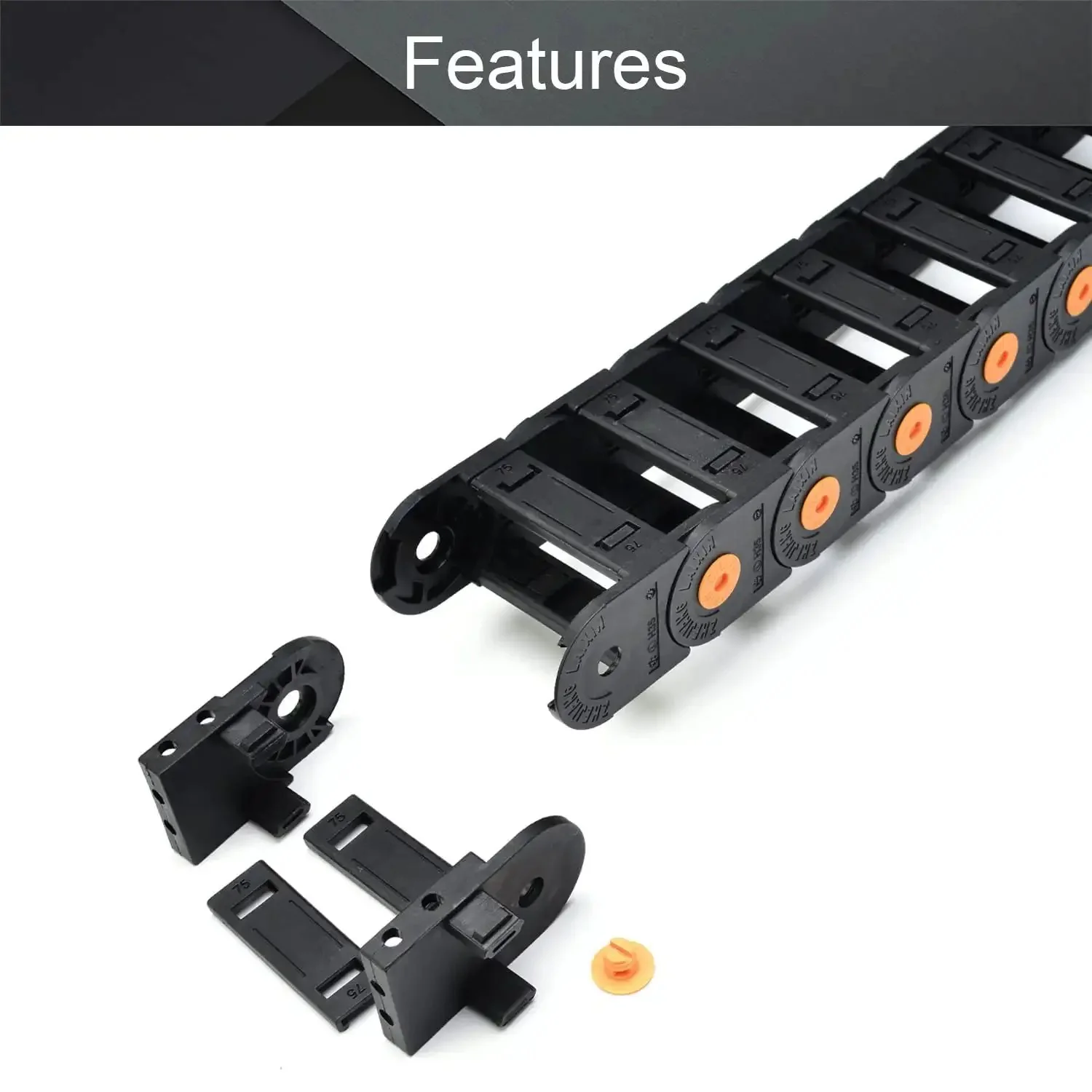 Open Type Drag Chain Cable Carrier With End Connectors R100 Inner 35x75mm 1 Meter Black Heavy Duty Reinforced Nylon Cable Chain For Electrical Systems CNC Router Machines Low Temp Wear And Corrosion Resistant - Image 5