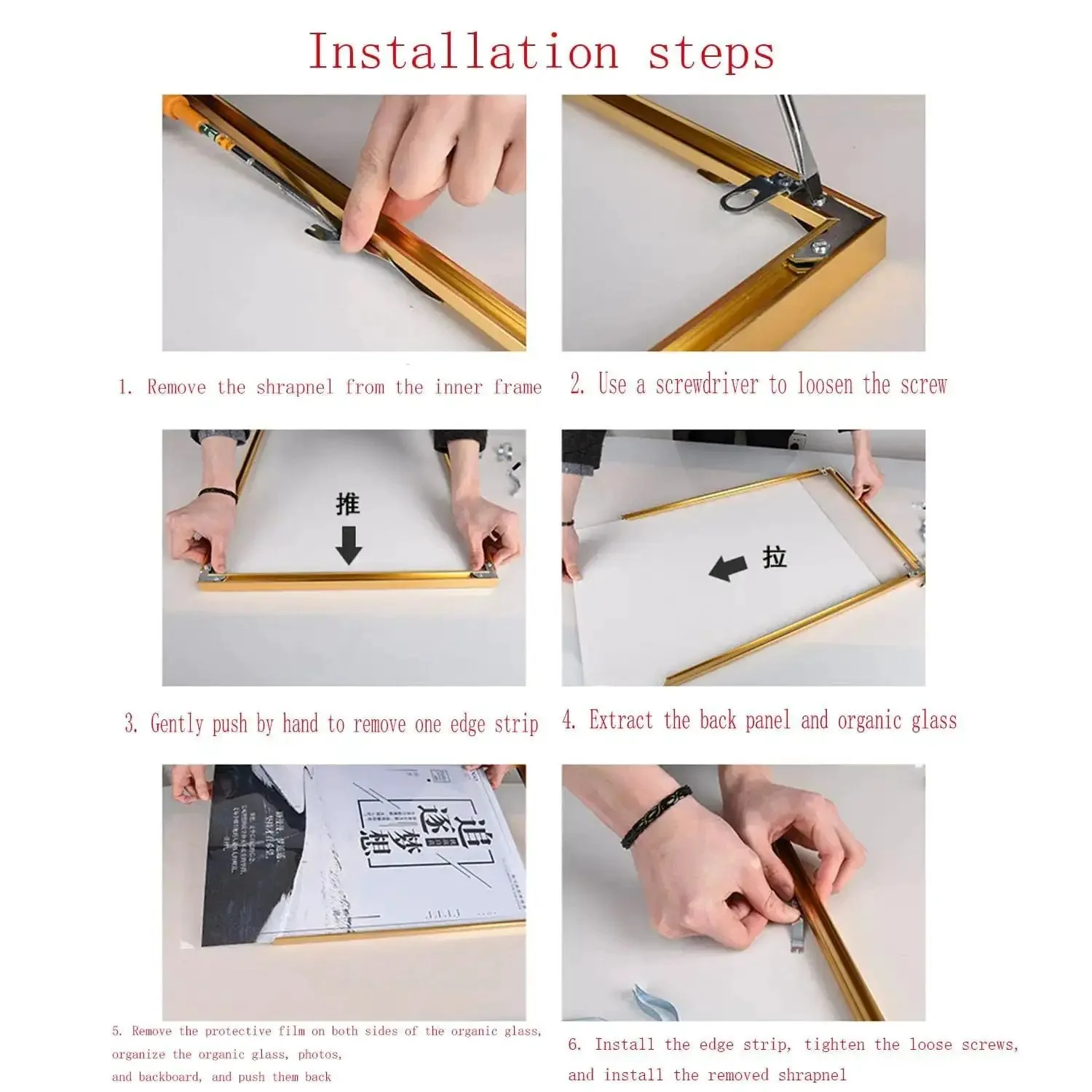 Open Type Frame Channel Picture Frame Hangers Kit, 30 Sets Aluminum D Ring Back Panel Hooks With Screws And Screwdrivers, Durable Anti Corrosion Build, Will Not Damage Photos, Easy Install For Gallery Wall Display - Image 2