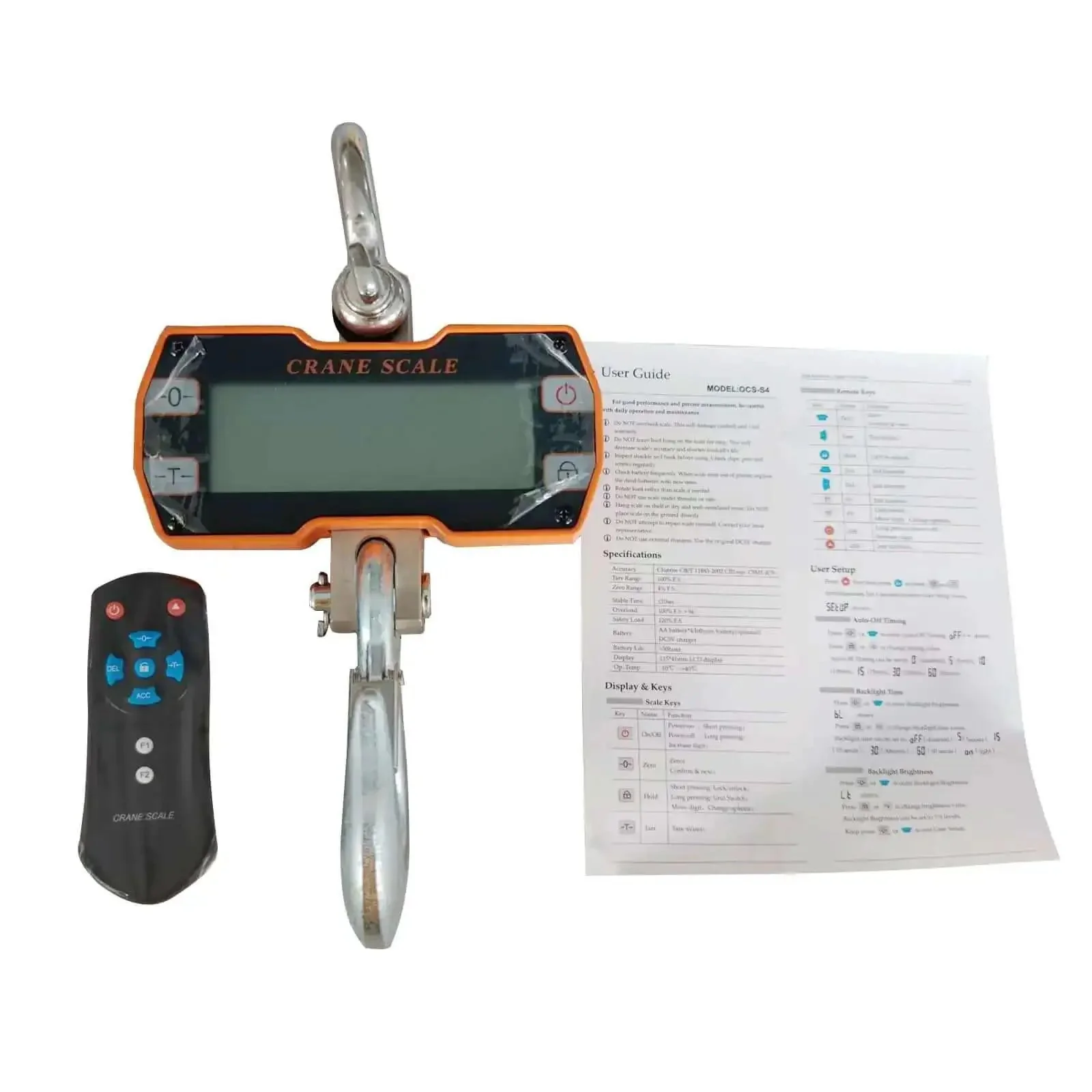 Orange Digital Crane Scale 2000kg 4400lb With Remote Hanging Scale, Heavy Duty 2 Ton Industrial Crane Scale For Home Farm Factory, Ultra Precise Weighing Load Cell Sensor - Image 2