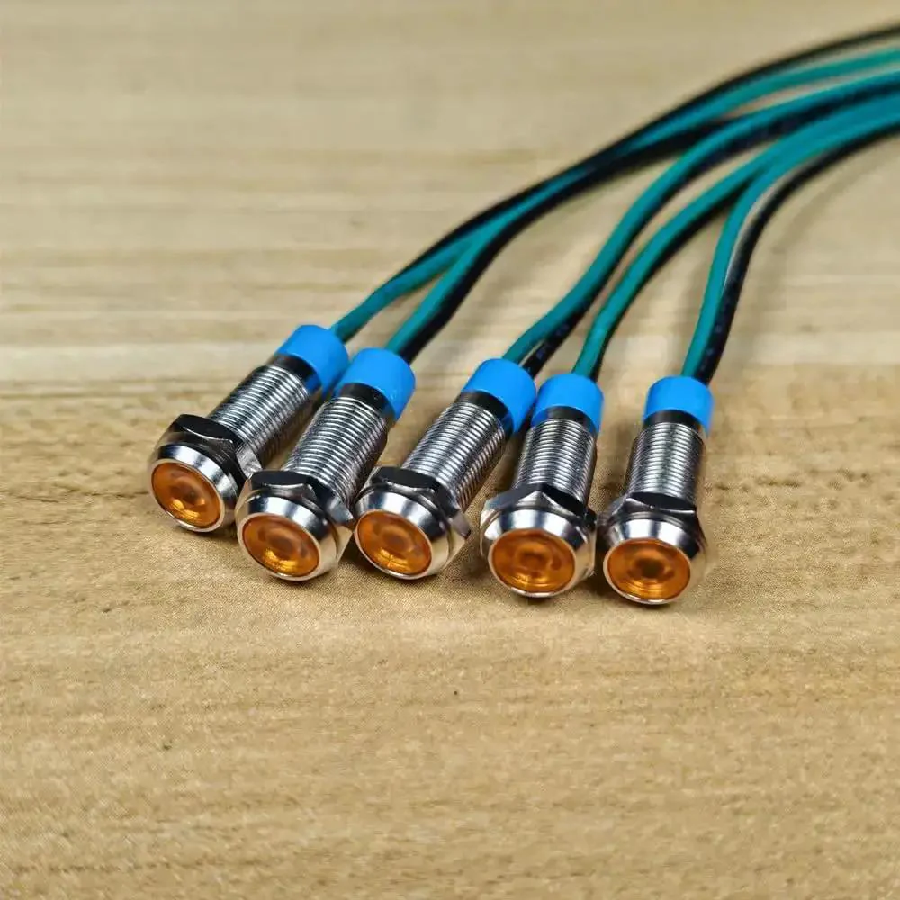 Orange LED Indicator Lights 3V To 9V DC Waterproof Panel Mount Signal Lamp Kit 5 Pack Energy Saving Anti Shock Corrosion Resistant Durable With Wire For DIY Electronics And Industrial Panels - Image 6