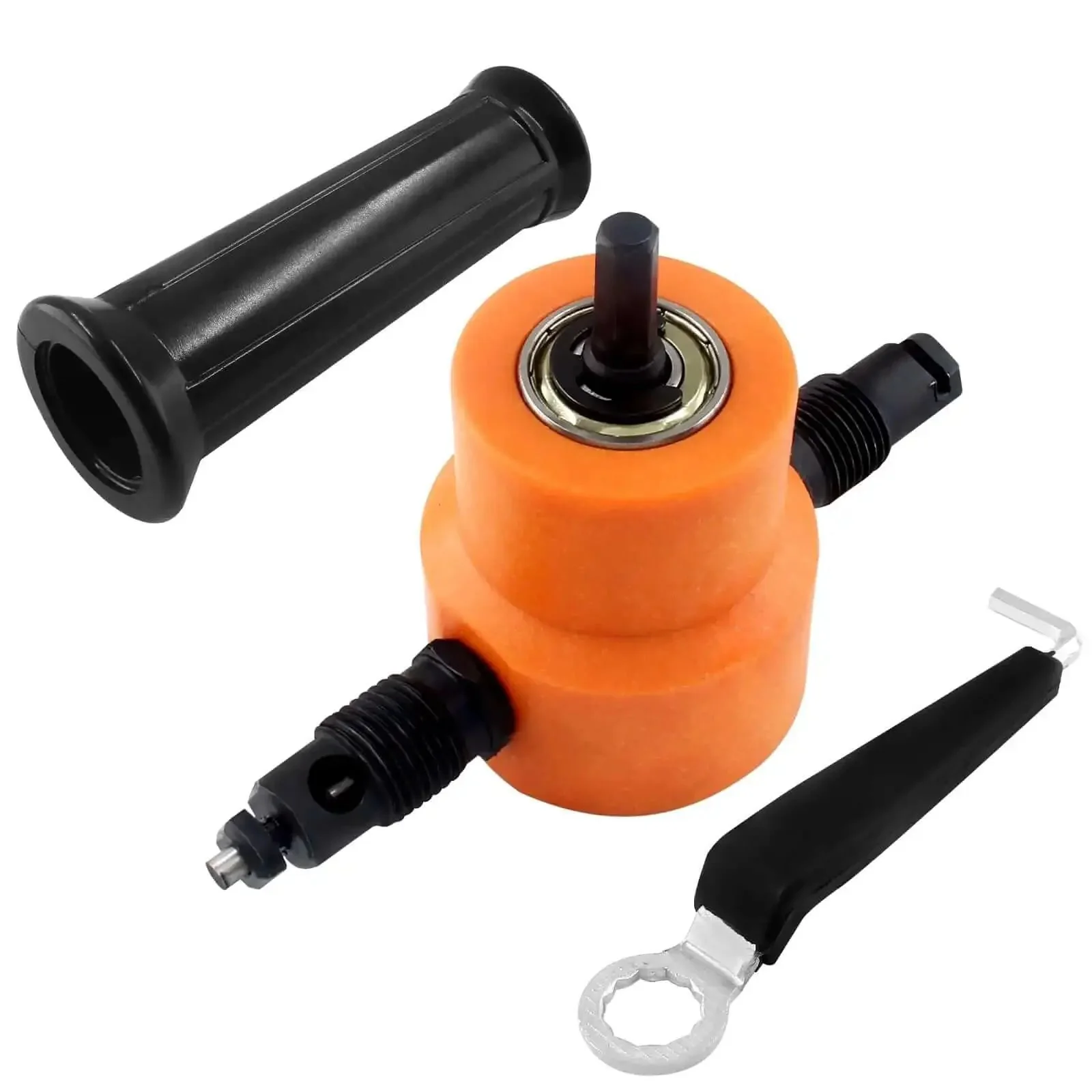 Orange Multipurpose Double Head Sheet Nibbler Metal Cutter Drill Attachment For Iron Stainless Steel Aluminum Plastic Plywood DIY Friendly With Precise Clean Cuts No Burrs - Image 2