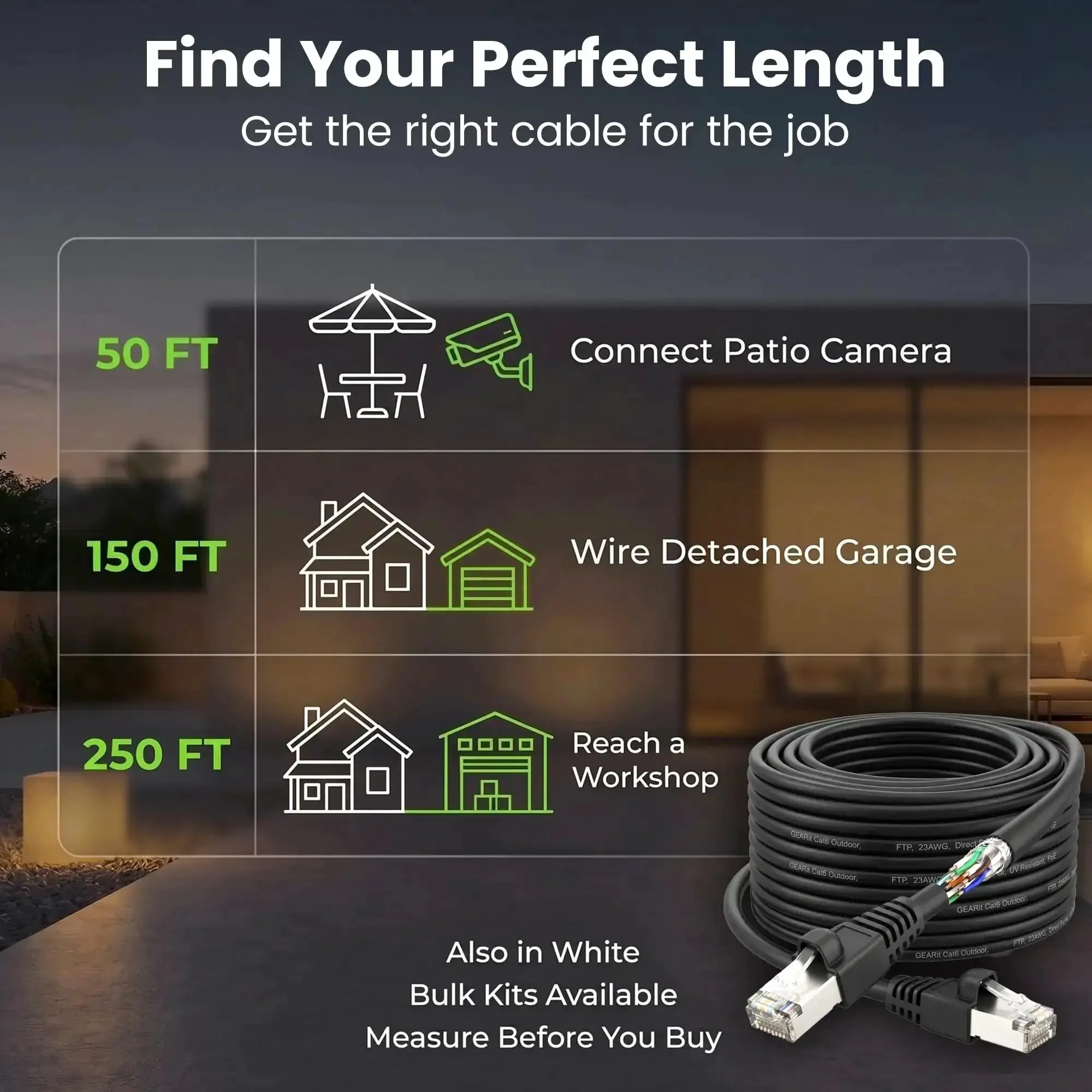 Outdoor Cat6 Ethernet Cable 250ft 23AWG Pure Copper FTP Shielded Direct Burial In Ground Waterproof UV Resistant LLDPE Jacket PoE Ready For Outdoor Router Backyard Network And LAN Internet Tough As Nails - Image 2
