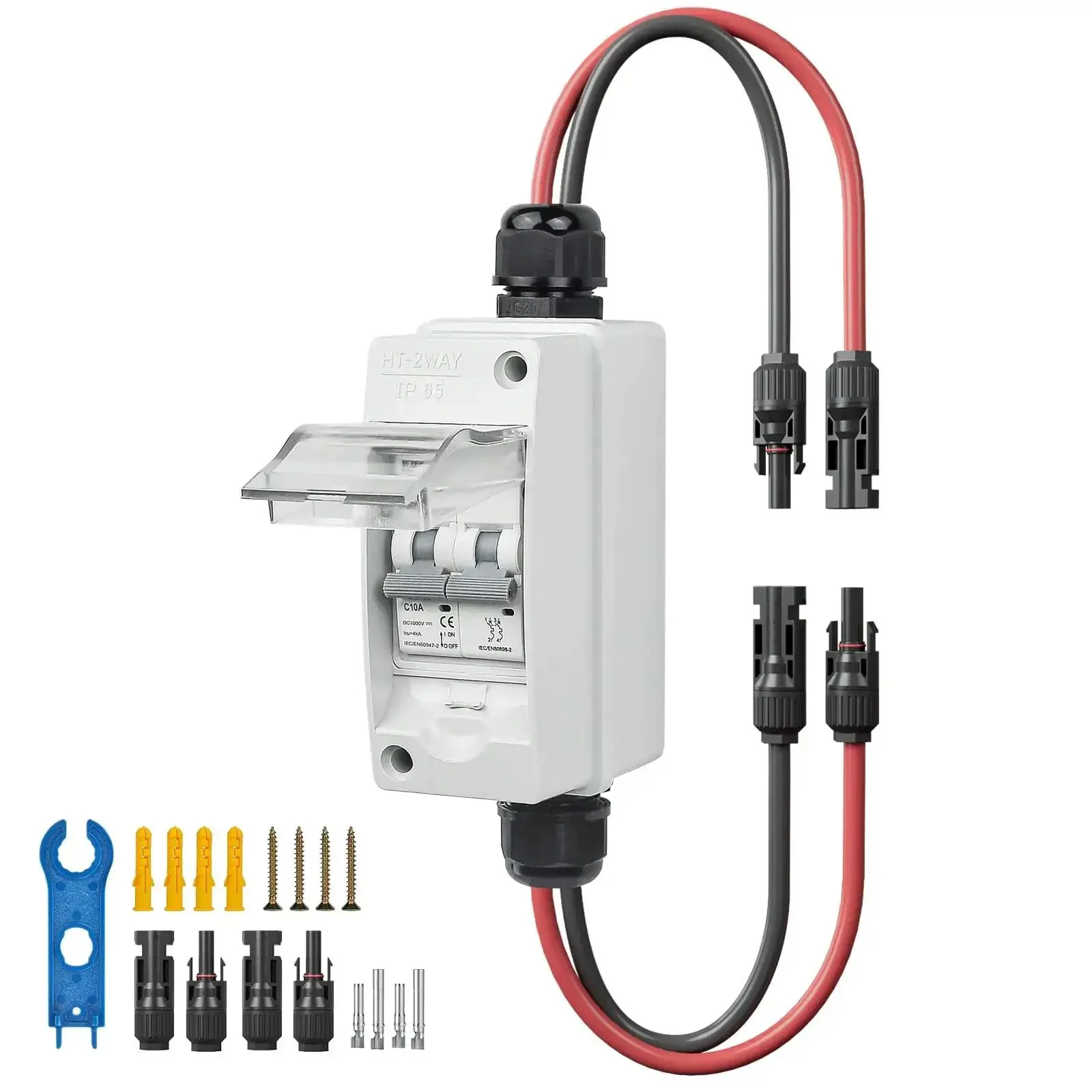 Outdoor Solar Panel Disconnect Switch 1000V 10A IP65 Rated PV Disconnect for Homes and Battery Systems No Fuss Install Heavy Duty Miniature Circuit Breaker Weatherproof Built To Last