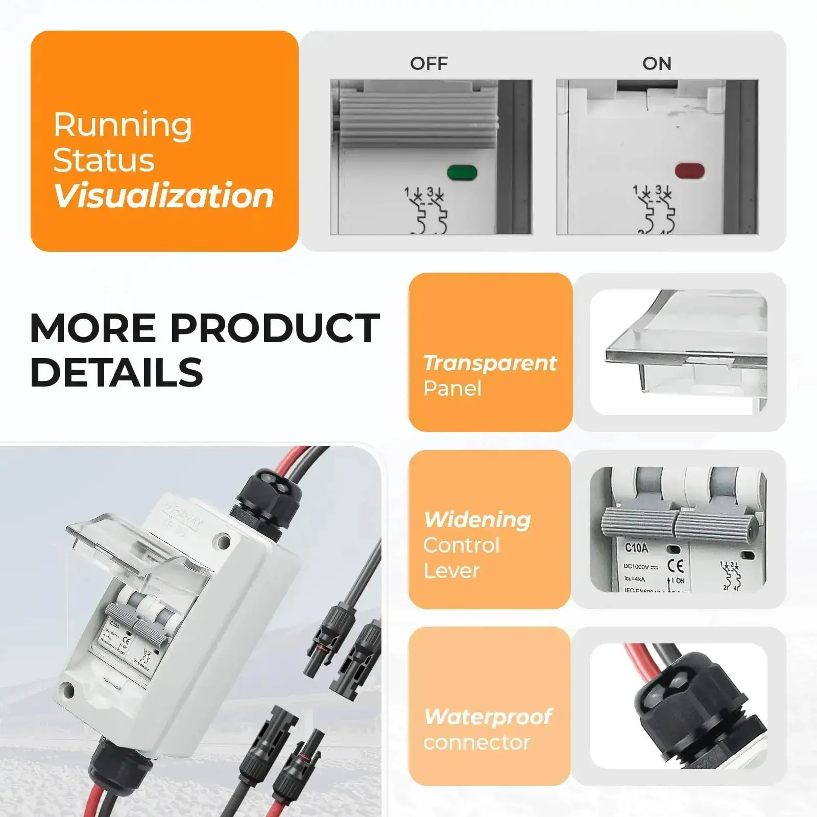 Outdoor Solar Panel Disconnect Switch 1000V 10A IP65 Rated PV Disconnect for Homes and Battery Systems No Fuss Install Heavy Duty Miniature Circuit Breaker Weatherproof Built To Last - Image 7