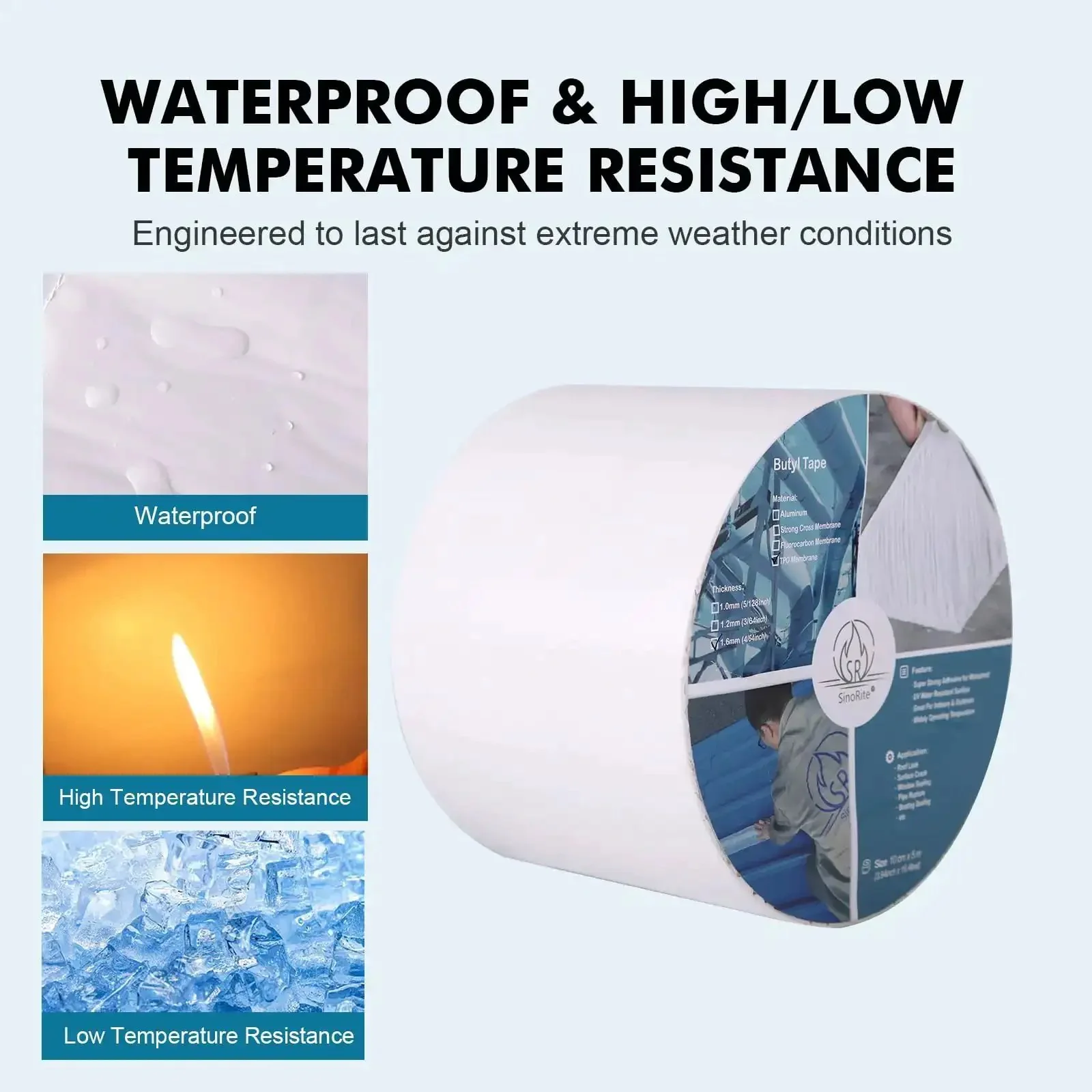 Outdoor Waterproof TPO Butyl Tape 3.94 Inch by 16.4 Feet by 1.6 mm For RV Marine Roof Sealant Sheet Repair Weatherproof UV Resistant Tough As Nails Durable - Image 6