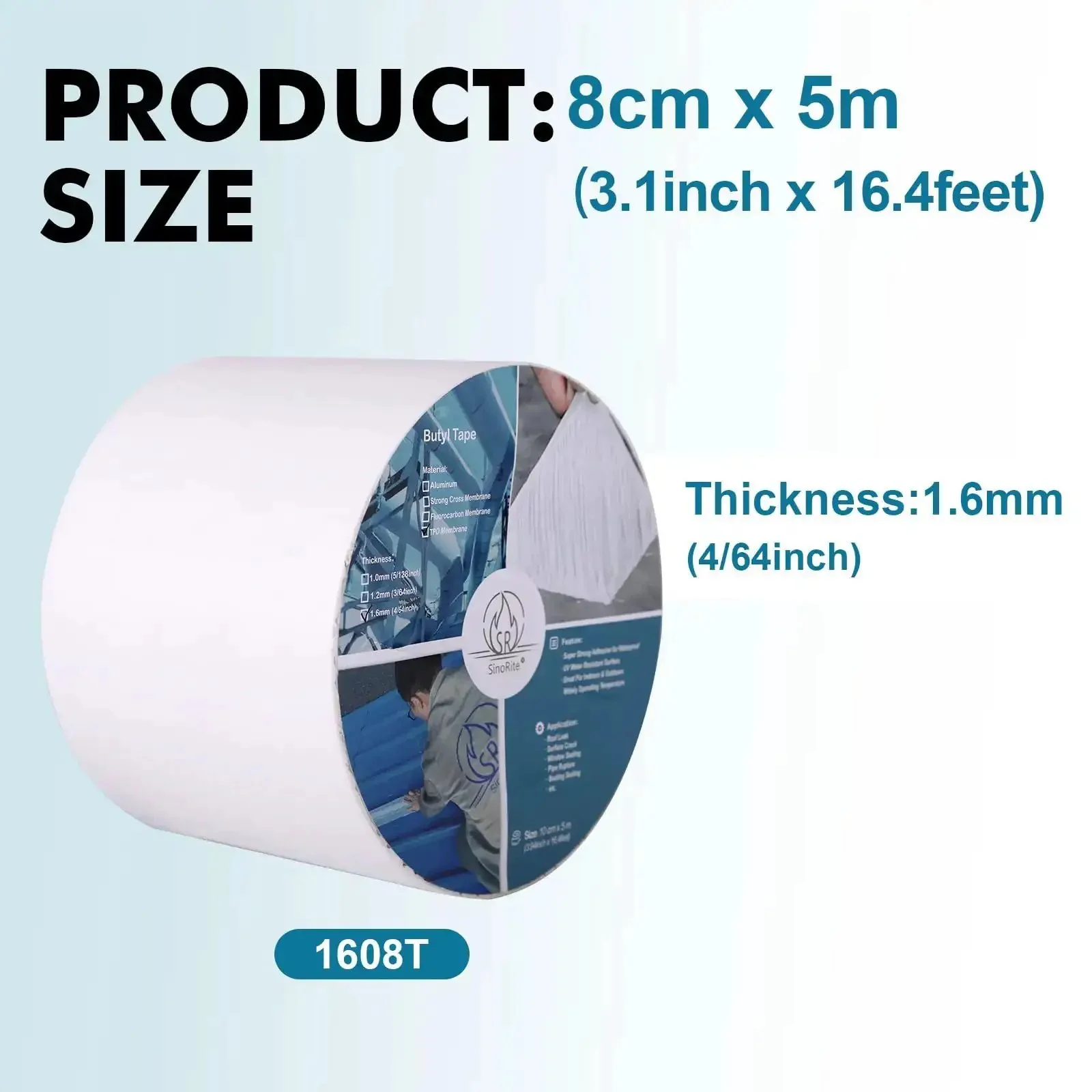 Outdoor Waterproof TPO Butyl Tape 3.94 Inch by 16.4 Feet by 1.6 mm For RV Marine Roof Sealant Sheet Repair Weatherproof UV Resistant Tough As Nails Durable - Image 7