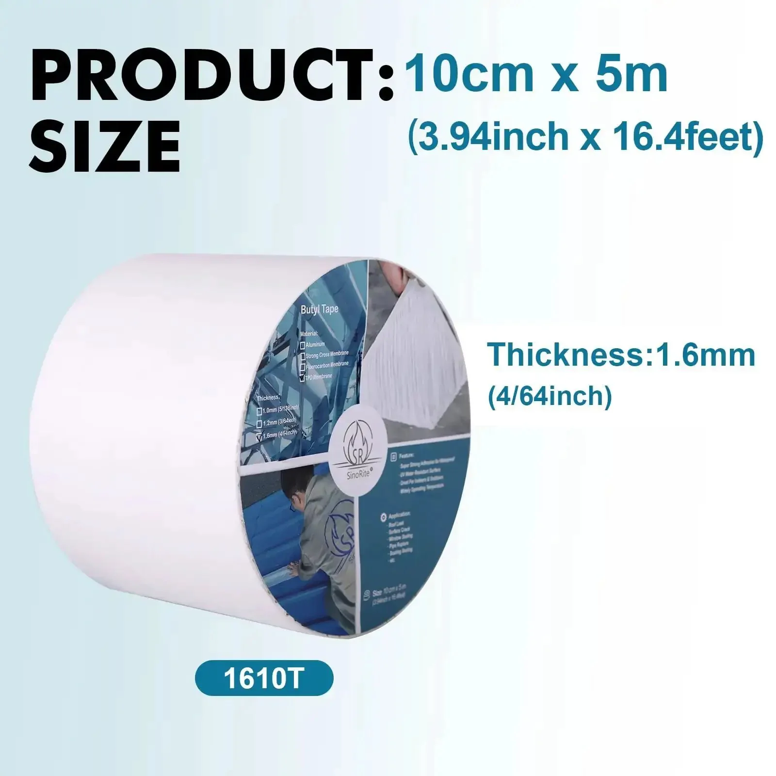 Outdoor Waterproof TPO Butyl Tape 3.94 Inch by 16.4 Feet by 1.6 mm For RV Marine Roof Sealant Sheet Repair Weatherproof UV Resistant Tough As Nails Durable - Image 8