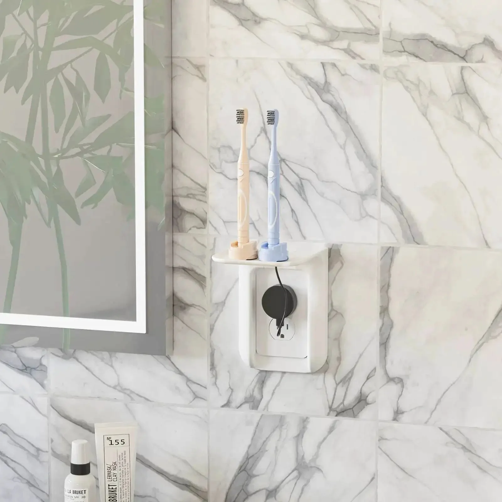 Outlet Shelf Wall Organizer For Bathrooms And Smart Homes, Space Saving Wall Mount With Cord Management, Keeps Toothbrushes And Small Tools Charged, Holds Up To 10lbs, White - Image 9