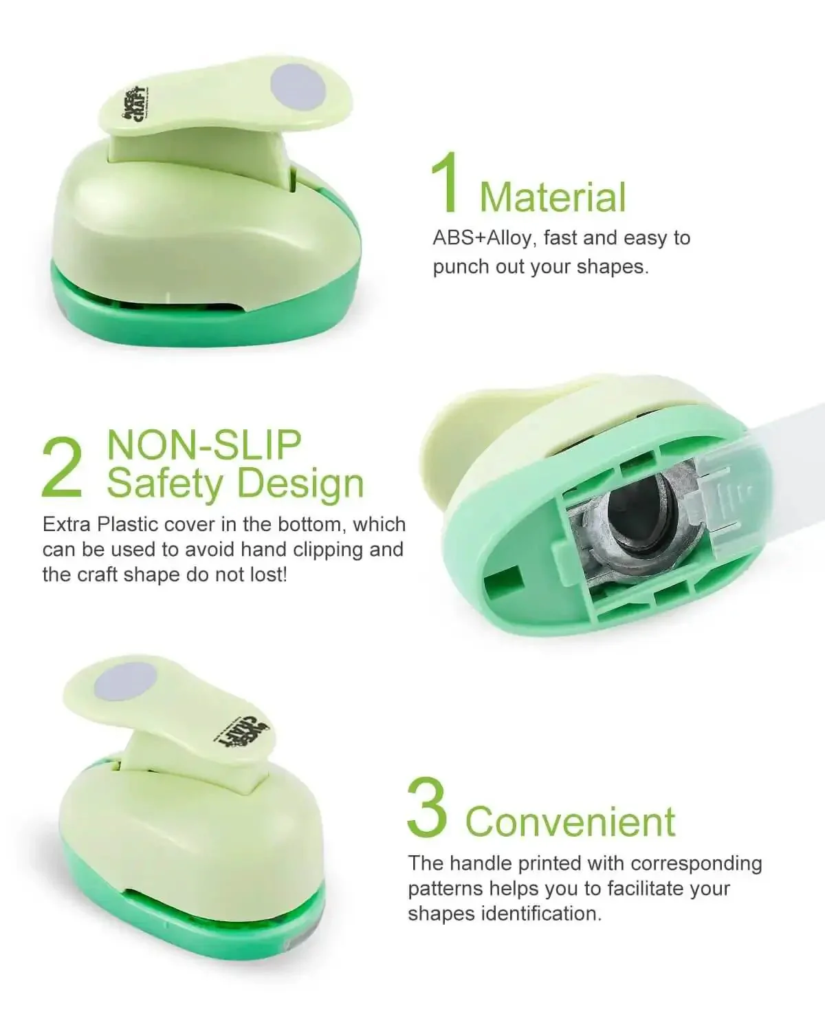 Oval Hole Punch 1 Inch For Crafting And Scrapbooking, Handy Lever Action Paper Puncher For DIY Card Making, Easter Egg Style, Kid Safe Green Finish, Durable Zinc Alloy Craft Tool - Image 6