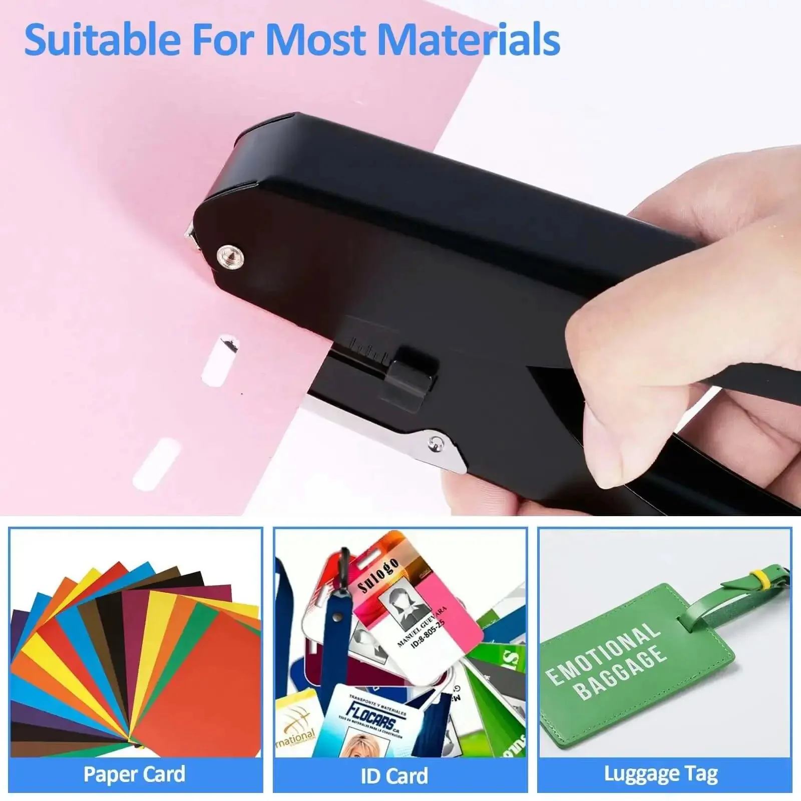 Oval Hole Punch For Papers And ID Cards Heavy Duty Handheld Slot Punch Metal Puncher With Precise 15x4mm Holes Punches Up To 10 Sheets Compact Multi Function Office Tool For Card Making - Image 3