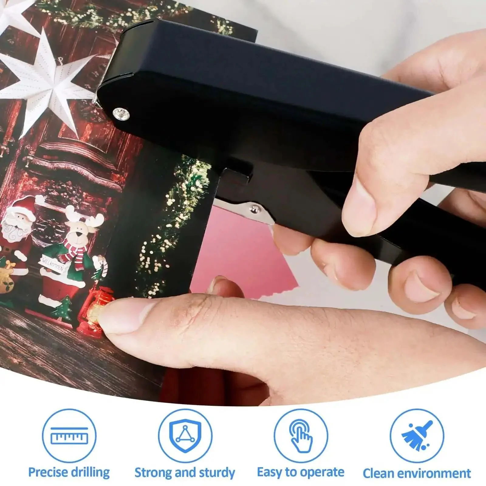 Oval Hole Punch For Papers And ID Cards Heavy Duty Handheld Slot Punch Metal Puncher With Precise 15x4mm Holes Punches Up To 10 Sheets Compact Multi Function Office Tool For Card Making - Image 4