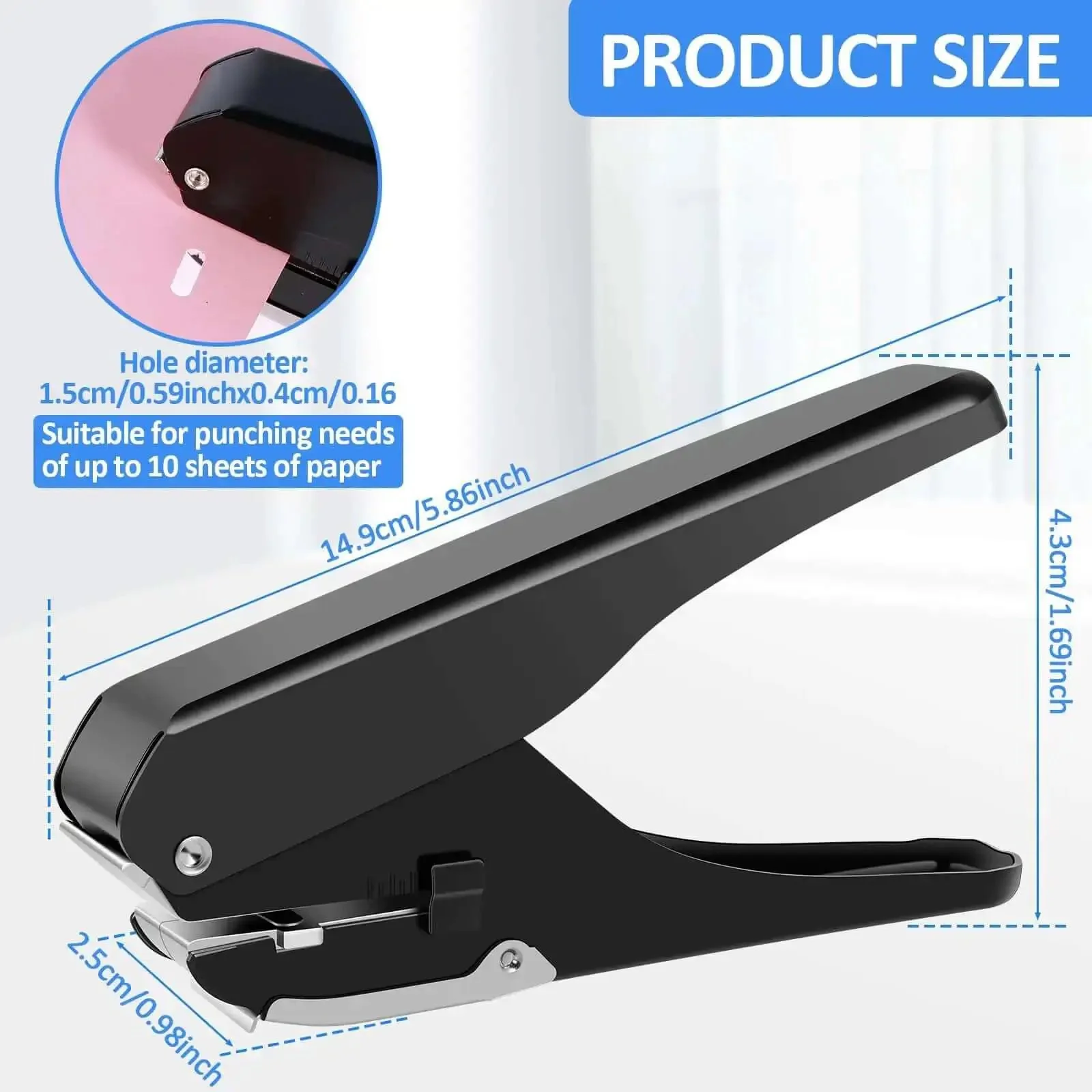 Oval Hole Punch For Papers And ID Cards Heavy Duty Handheld Slot Punch Metal Puncher With Precise 15x4mm Holes Punches Up To 10 Sheets Compact Multi Function Office Tool For Card Making - Image 8