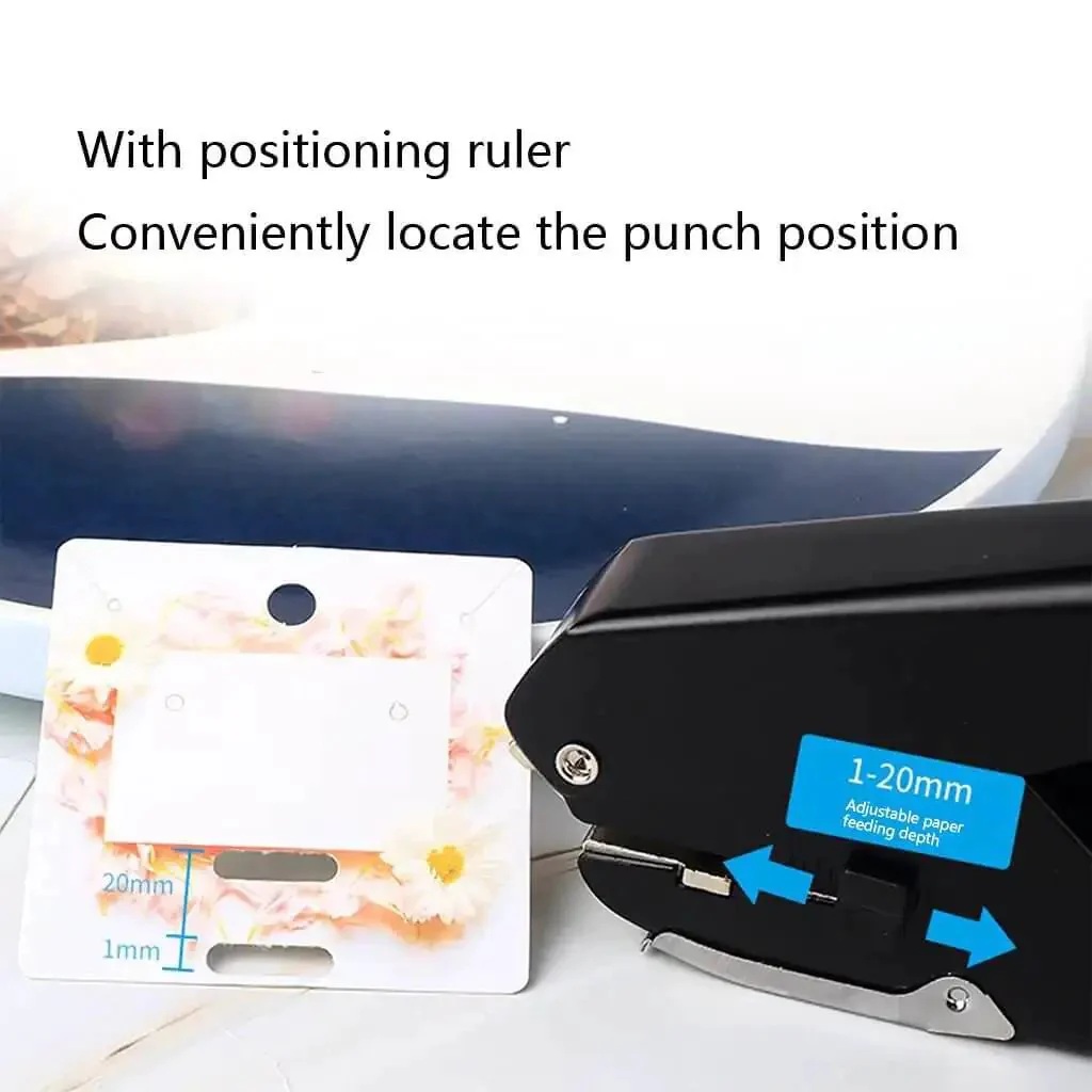 Oval Hole Puncher For Office Use 10 Sheet Capacity Adjustable Paper Depth Heavy Duty Metal Body With Positioning Scale Built In Storage Bin For Work Permit Cards Black Finish Easy To Use And Built To Last - Image 3