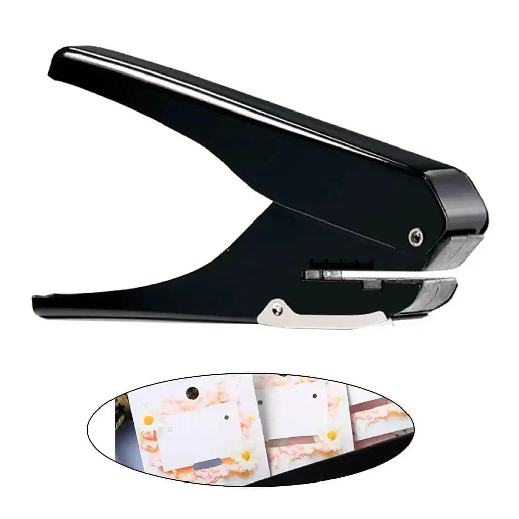 Oval Hole Puncher For Office Use 10 Sheet Capacity Adjustable Paper Depth Heavy Duty Metal Body With Positioning Scale Built In Storage Bin For Work Permit Cards Black Finish Easy To Use And Built To Last - Image 8